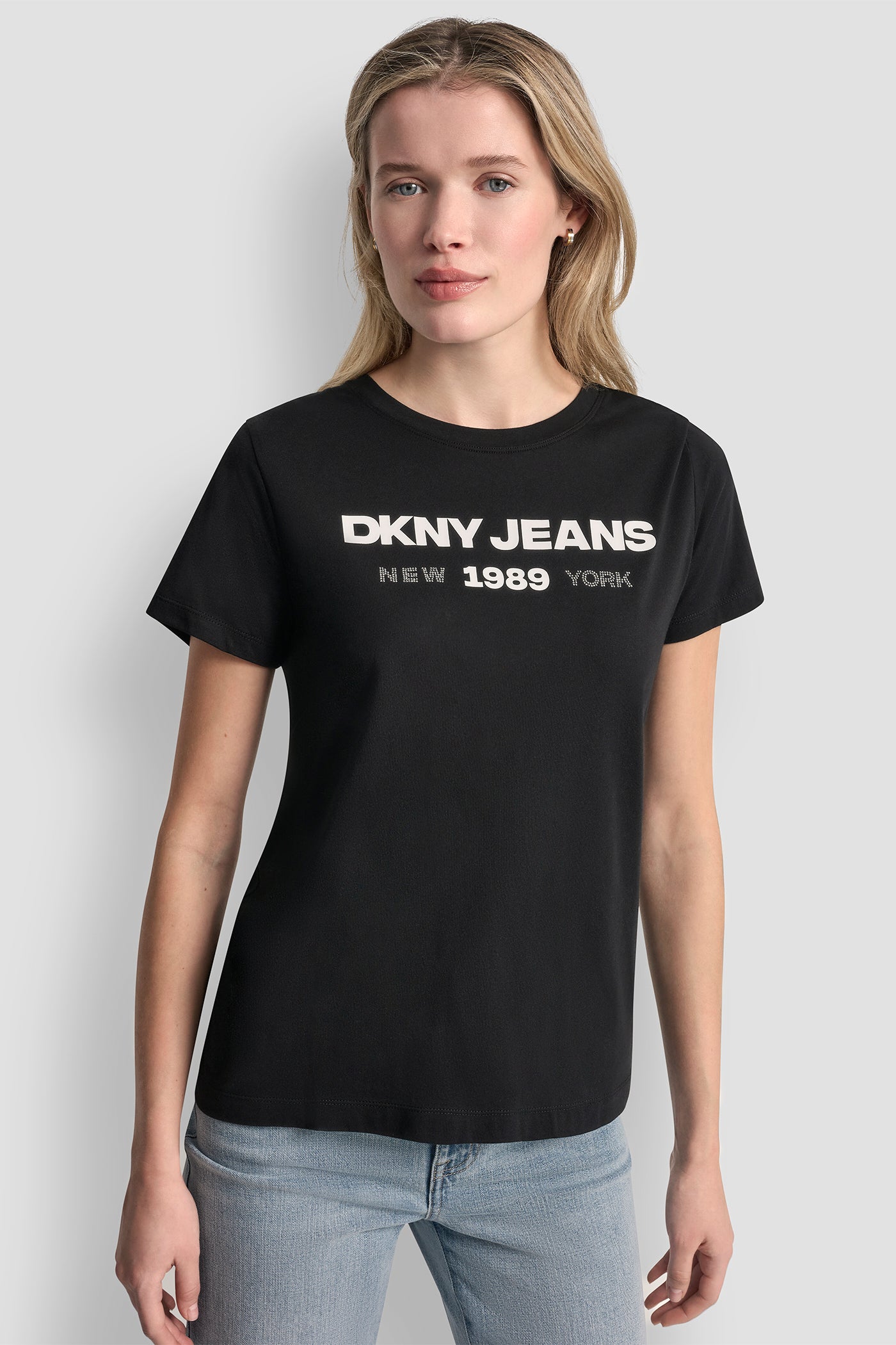 Black/White DKNY JEANS 1989 LOGO TEE, VIEW 2 | Tees & Tanks