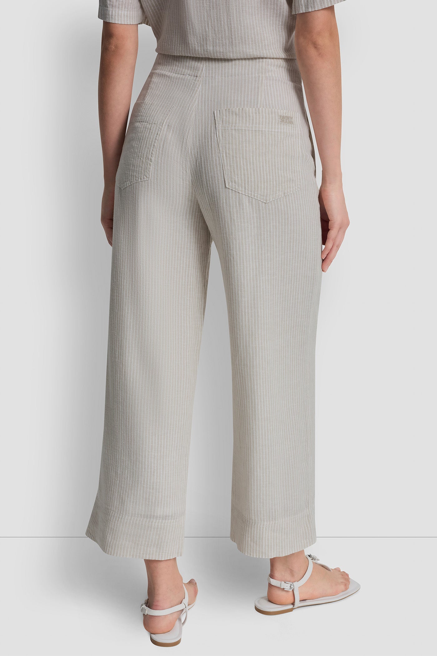 Lex Pebble CROPPED WIDE LEG LINEN-BLEND PANTS, VIEW 2 | The Vacation Edit