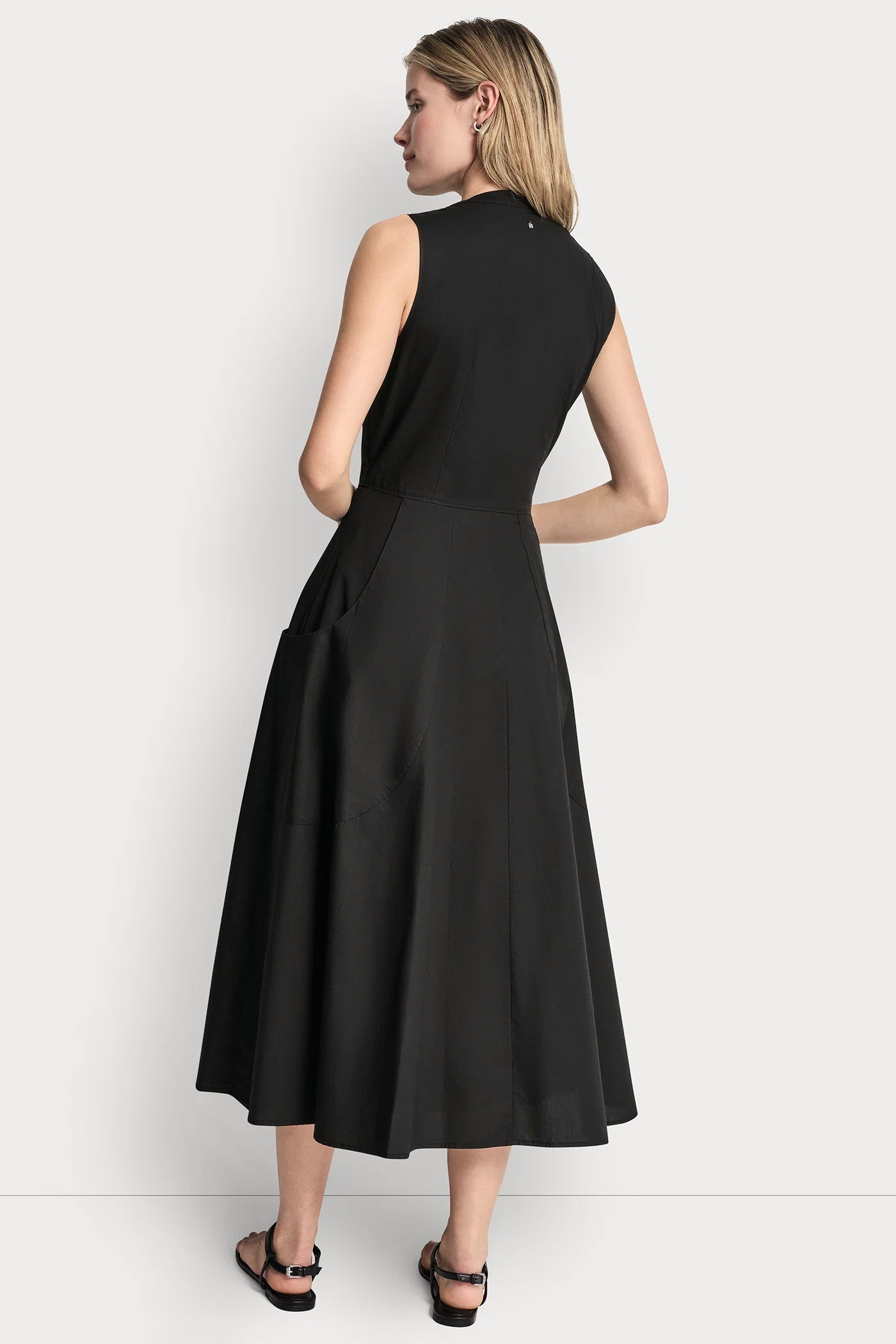 POPLIN V-NECK MIDI DRESS VIEW 3 | DKNY JEANS