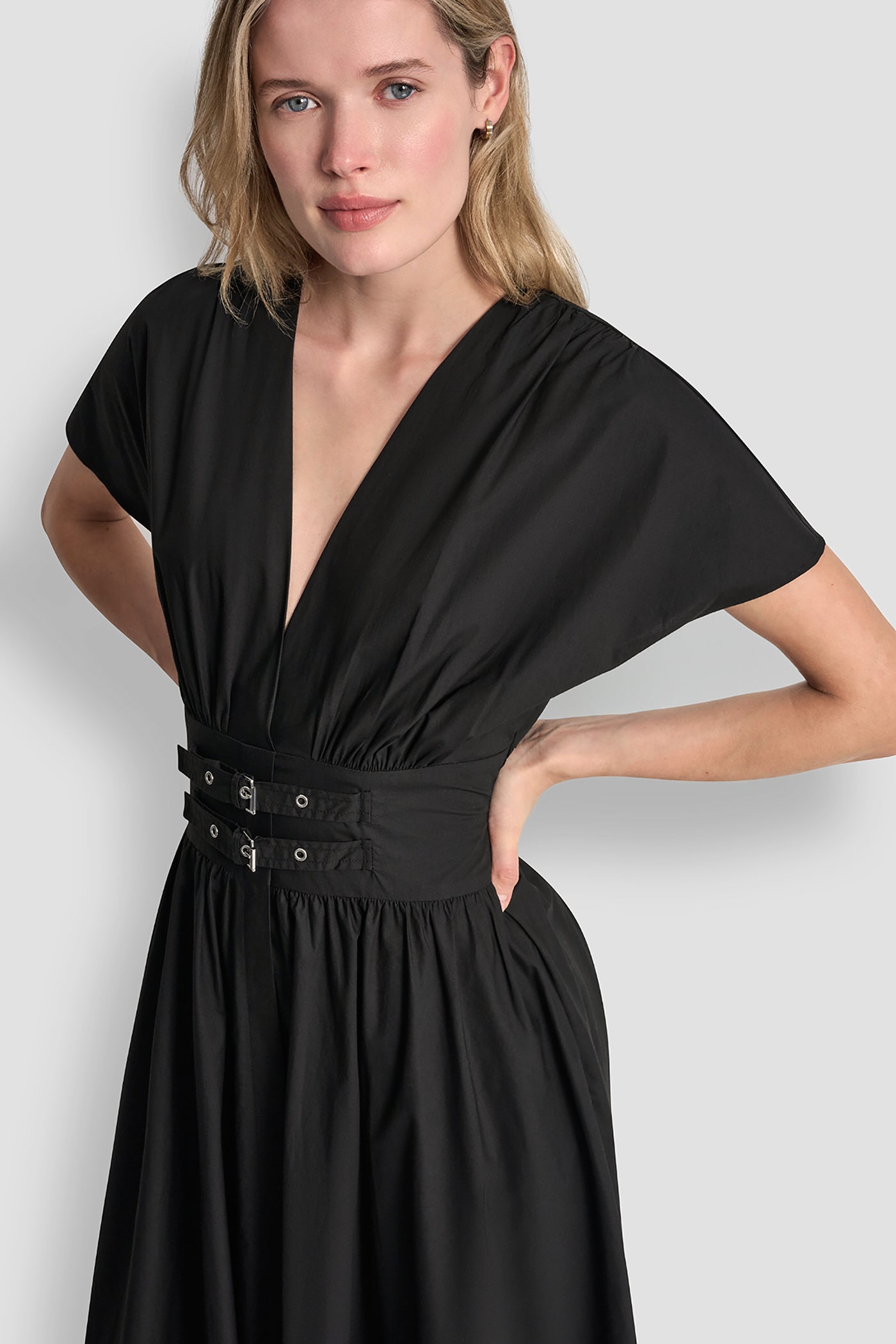 SMOCKED MIDI DRESS WITH BUCKLE VIEW 6 | Dresses & Jumpsuits