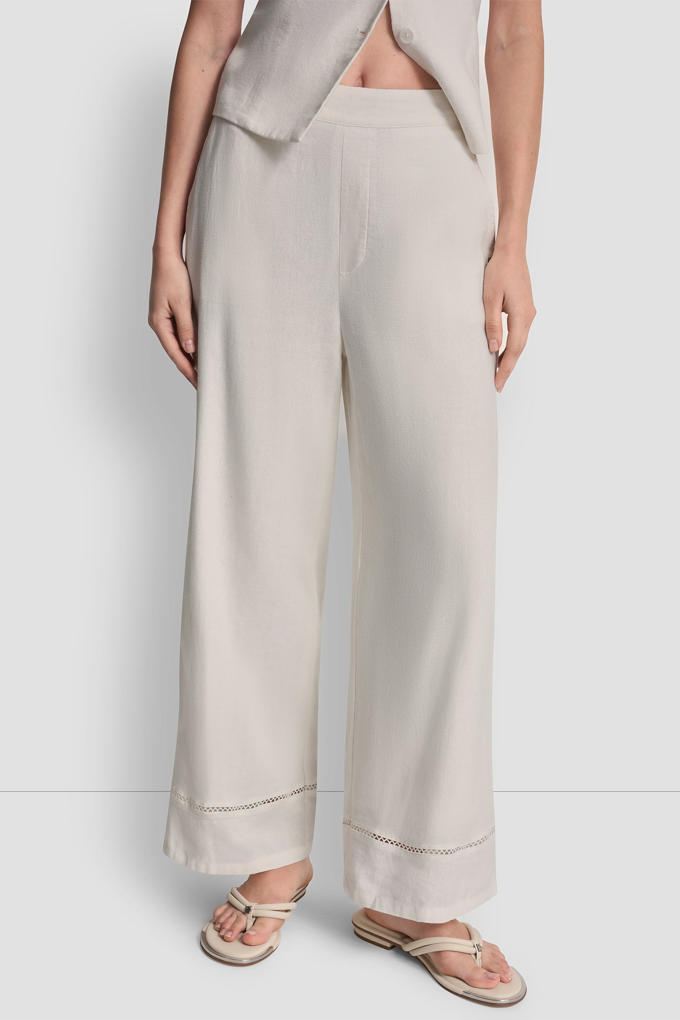 Ivory LINEN-BLEND PANT, FRONT VIEW | The Vacation Edit