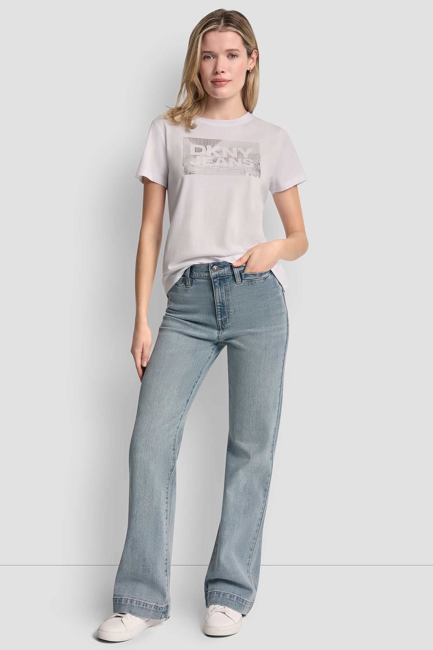 DKNY JEANS STACK LOGO RHINESTONE TEE VIEW 4 | Tees & Tanks