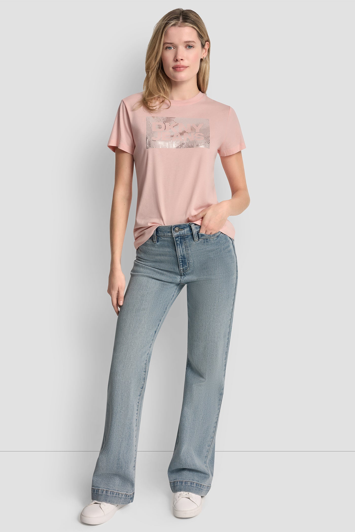 DKNY JEANS STACK LOGO RHINESTONE TEE VIEW 4 | Tees & Tanks