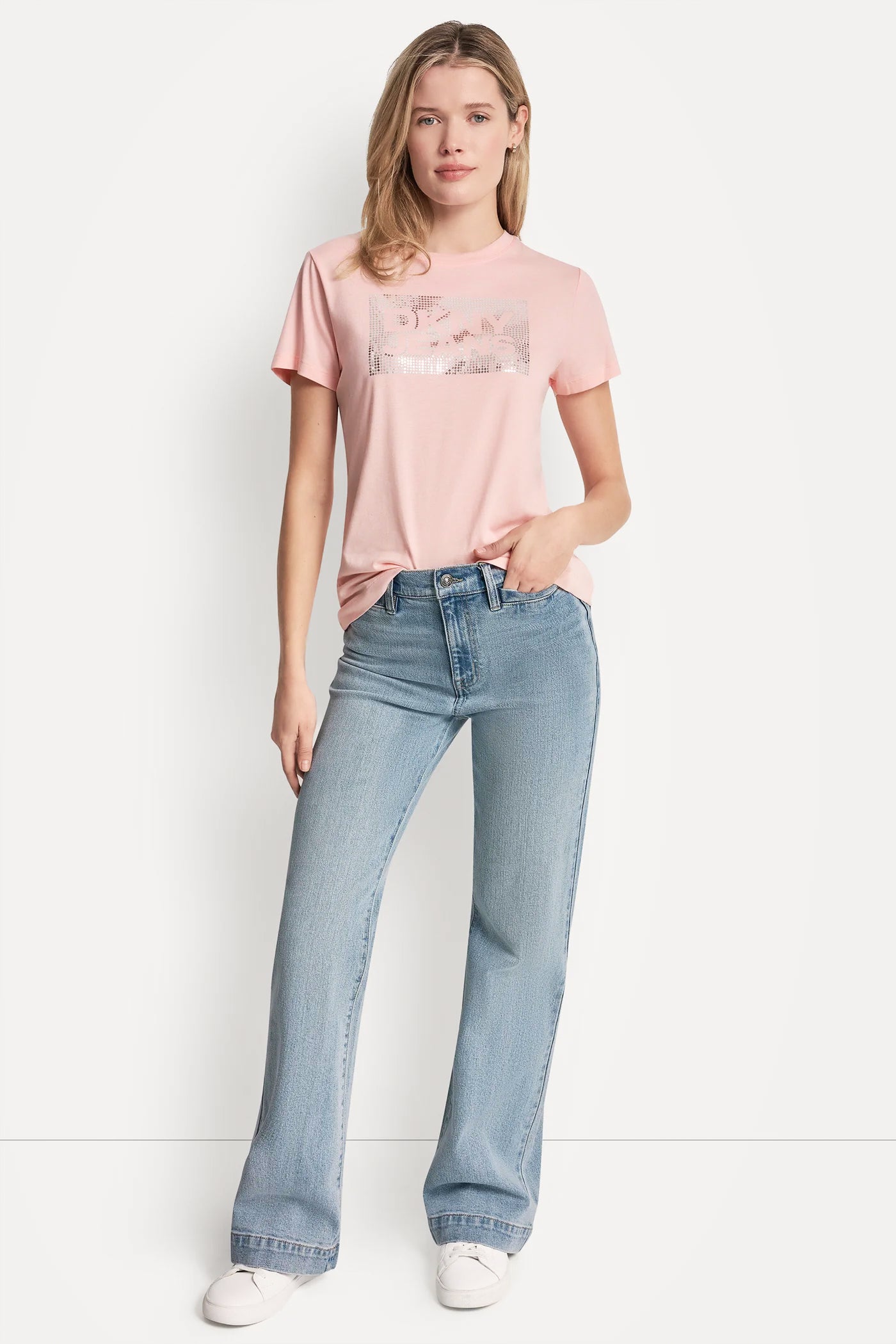 DKNY JEANS STACK LOGO RHINESTONE TEE VIEW 6 | SELECT STYLES