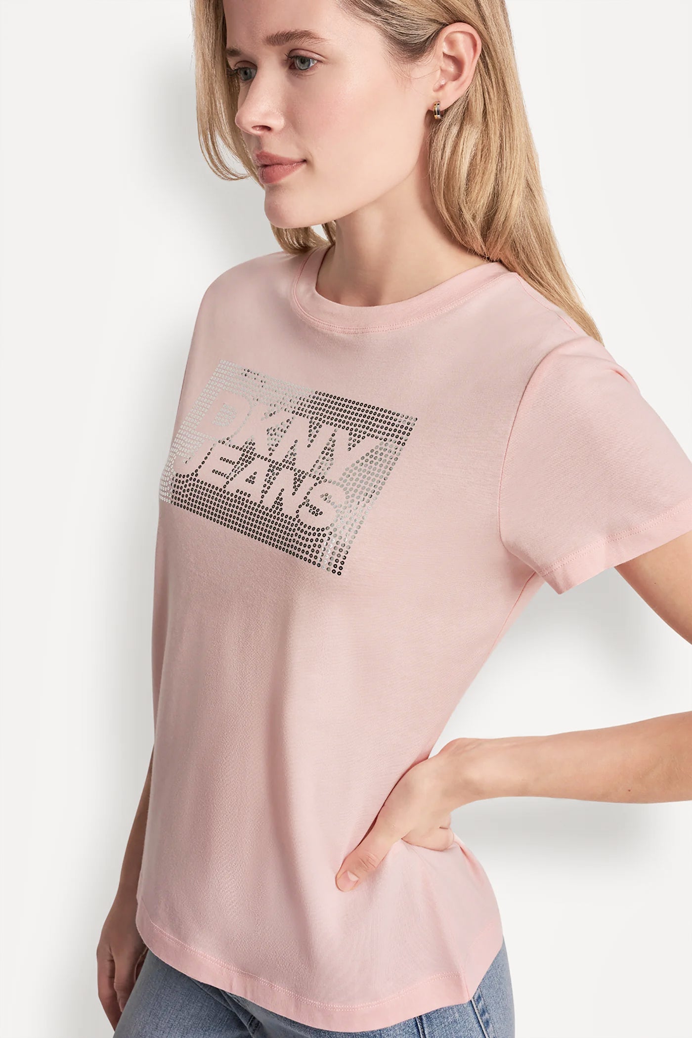 DKNY JEANS STACK LOGO RHINESTONE TEE VIEW 5 | SELECT STYLES