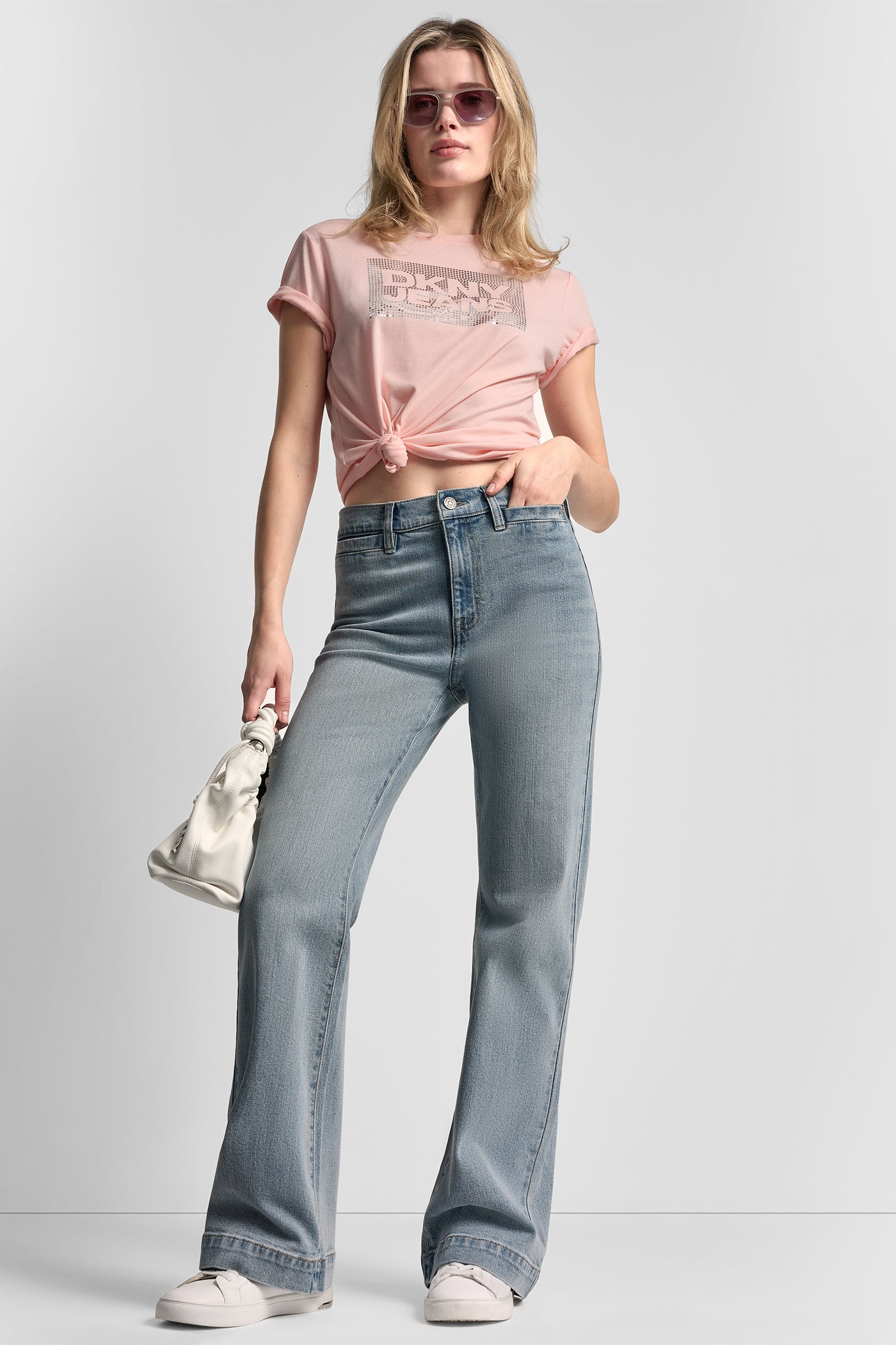 DKNY JEANS STACK LOGO RHINESTONE TEE VIEW 7 | Tees & Tanks