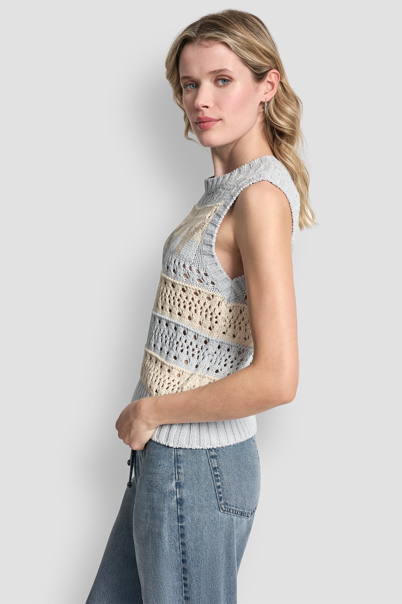 STRIPED POINTELLE STITCH SWEATER VIEW 3 | SPRING 2026
