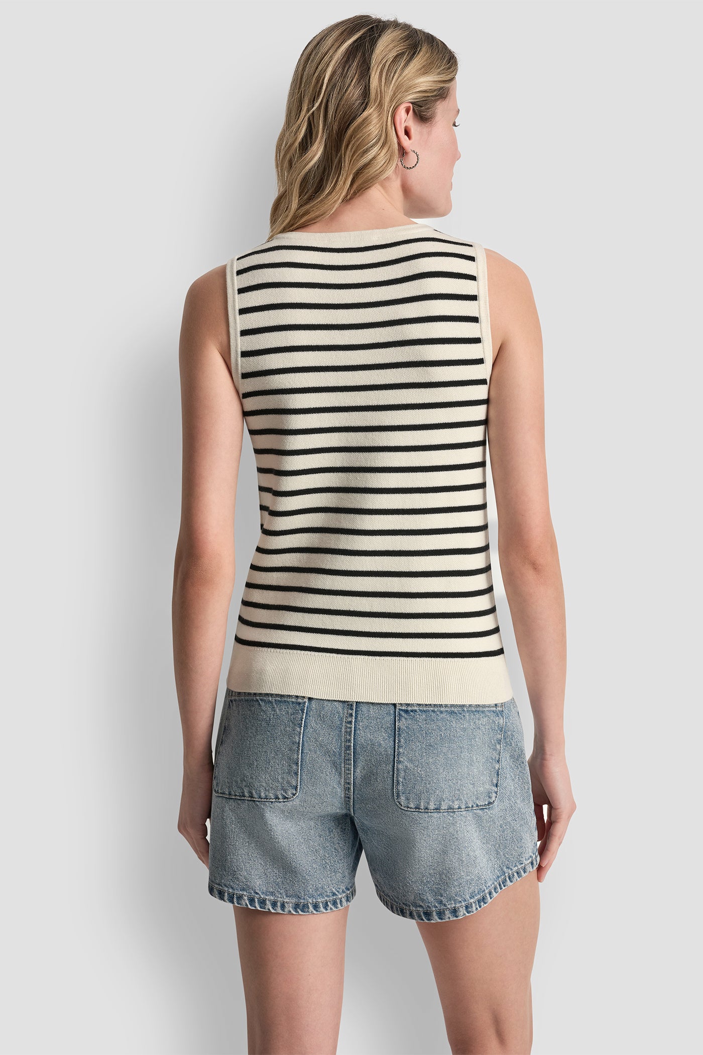 Eggnog/Black SLEEVELESS STRIPED SWEATER, VIEW 2 | SPRING 2026