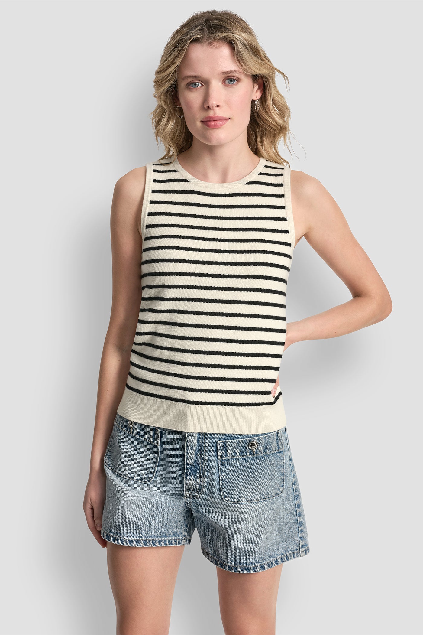 SLEEVELESS STRIPED SWEATER VIEW 3 | WOMEN'S SWEATERS & TOPS