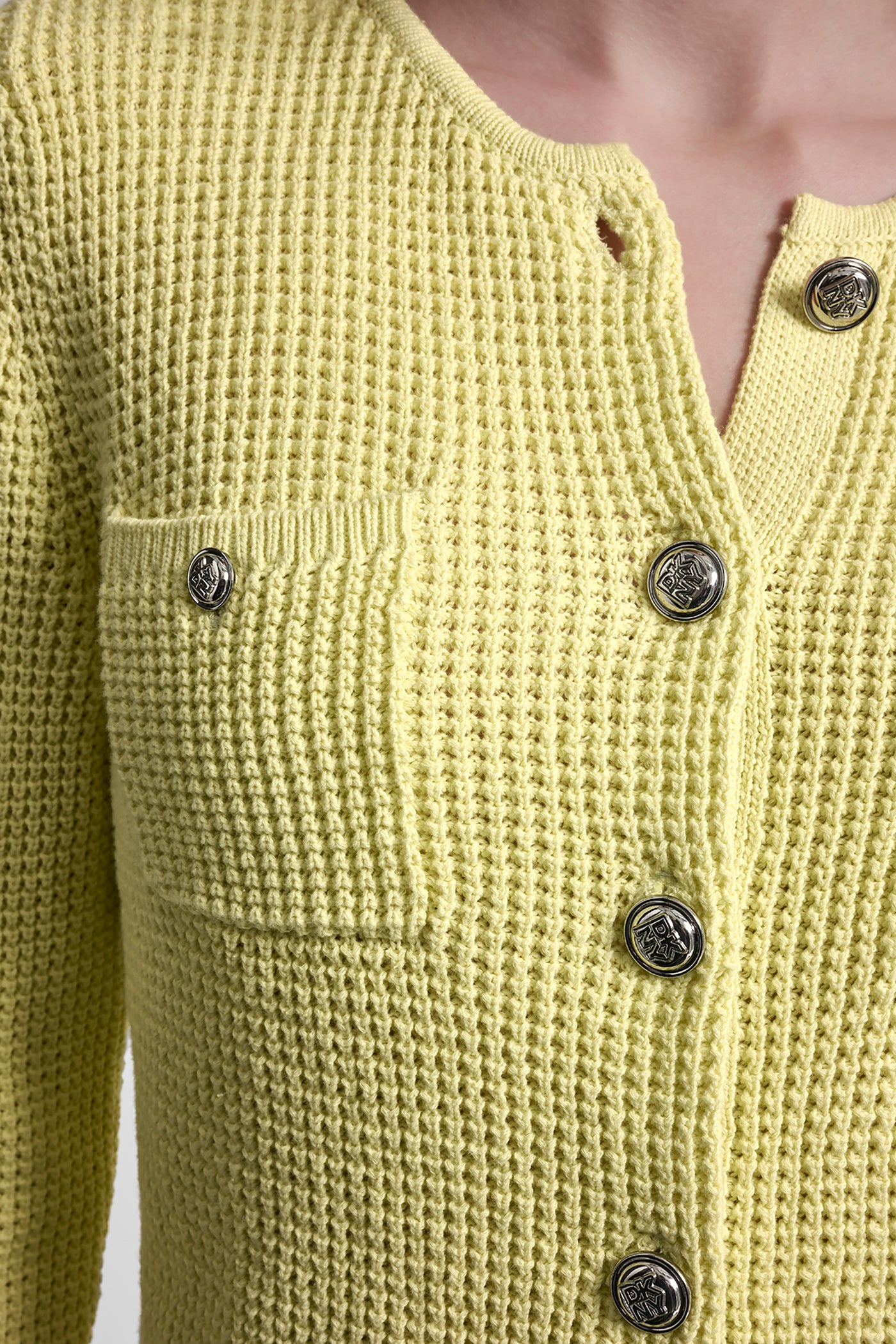 TUCK STITCH CREW NECK CARDIGAN VIEW 6 | DKNY JEANS