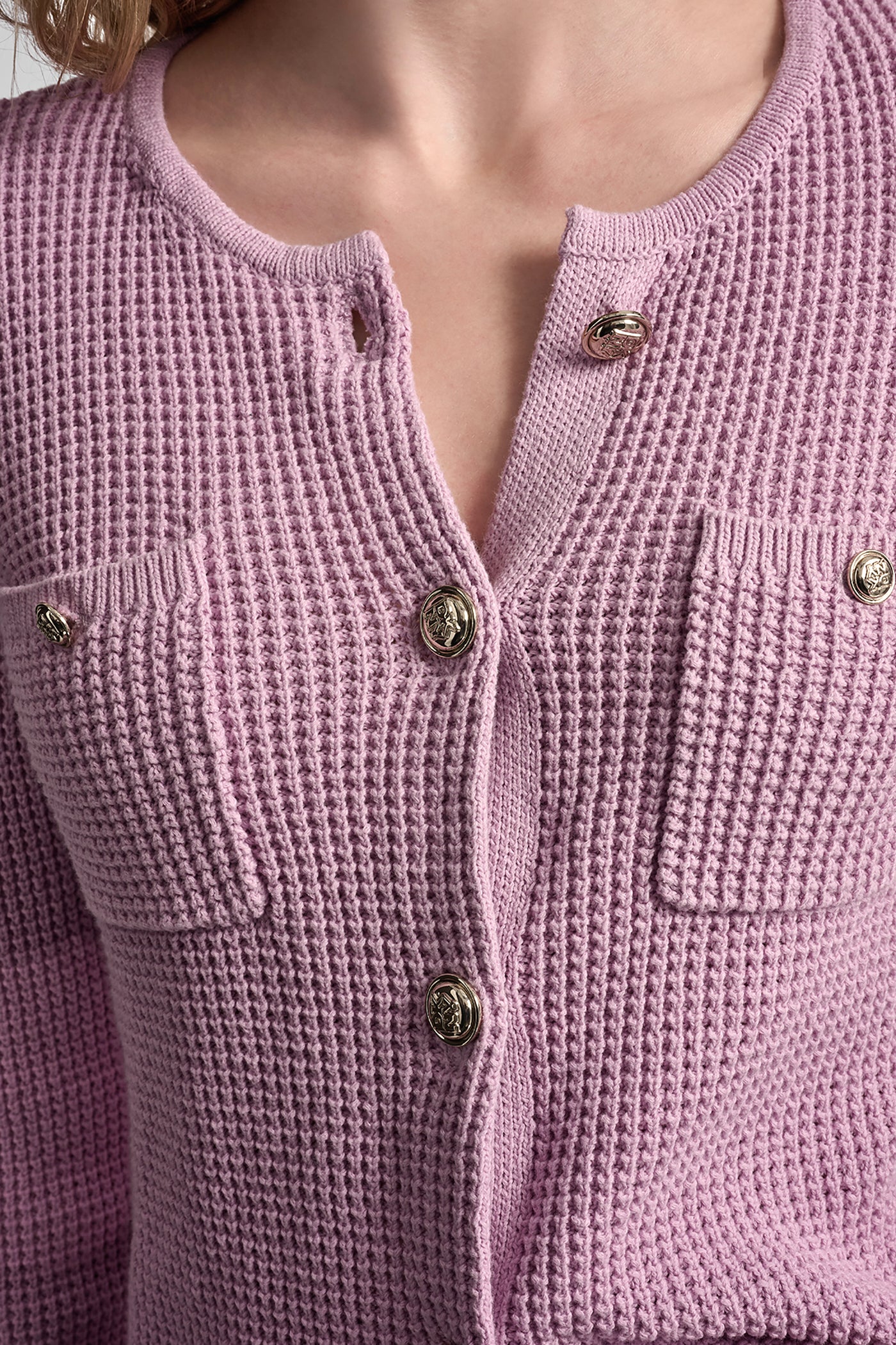 TUCK STITCH CREW NECK CARDIGAN VIEW 7 | DKNY JEANS