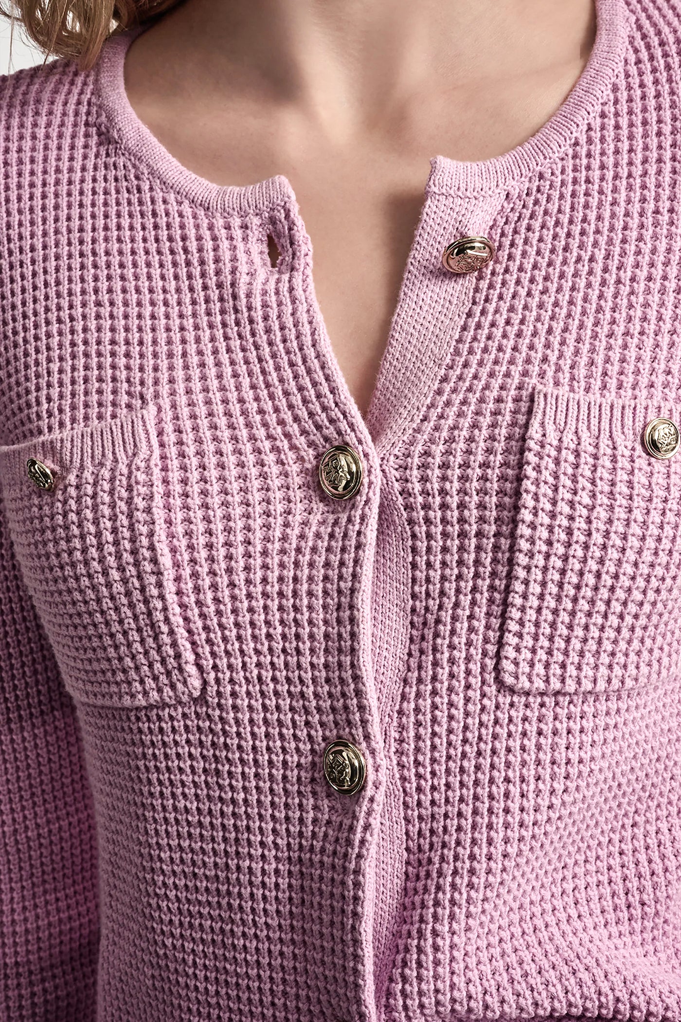 TUCK STITCH CREW NECK CARDIGAN VIEW 6 | MUST-HAVES