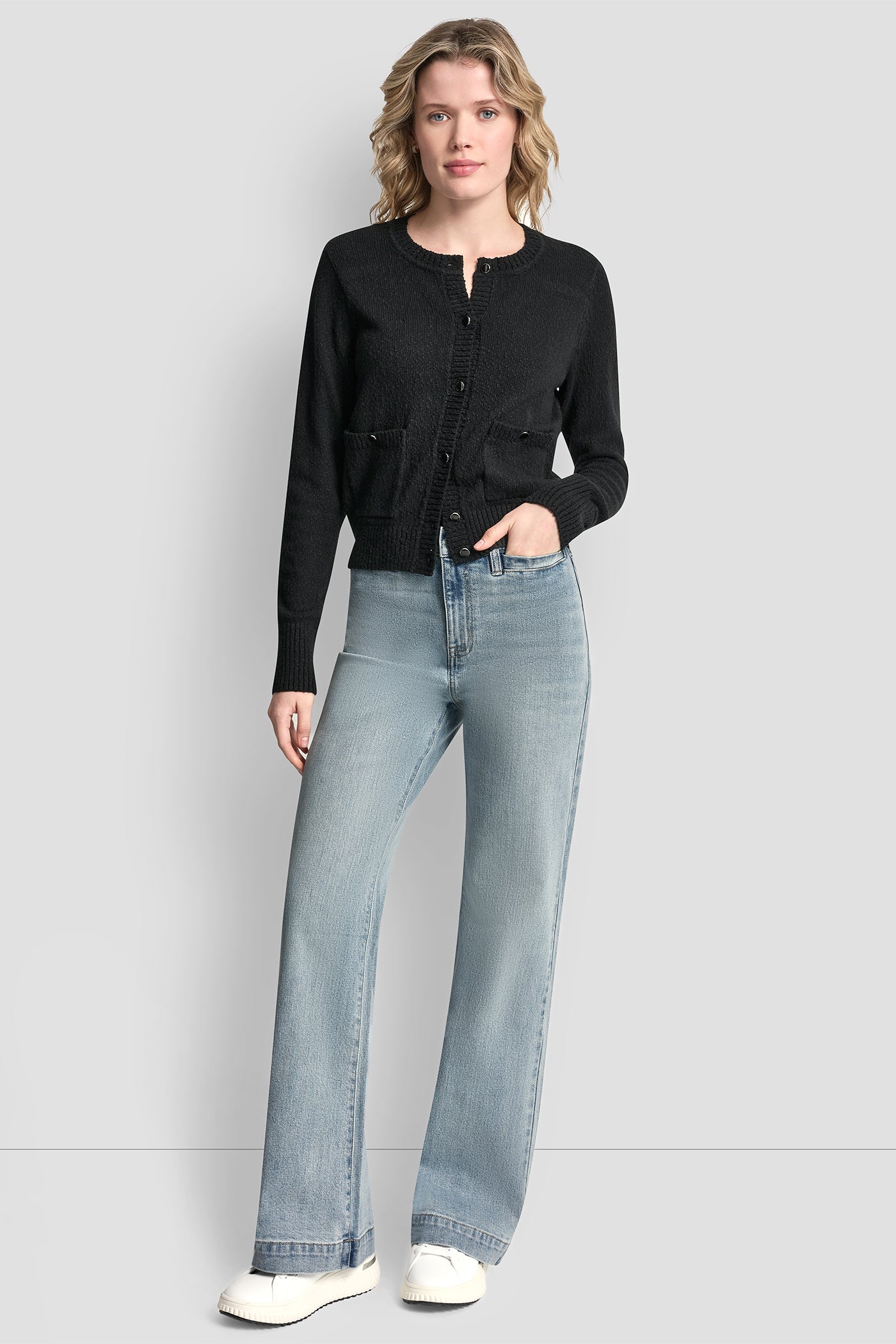 CREW NECK CARDIGAN WITH PATCH POCKETS VIEW 5 | Clothing