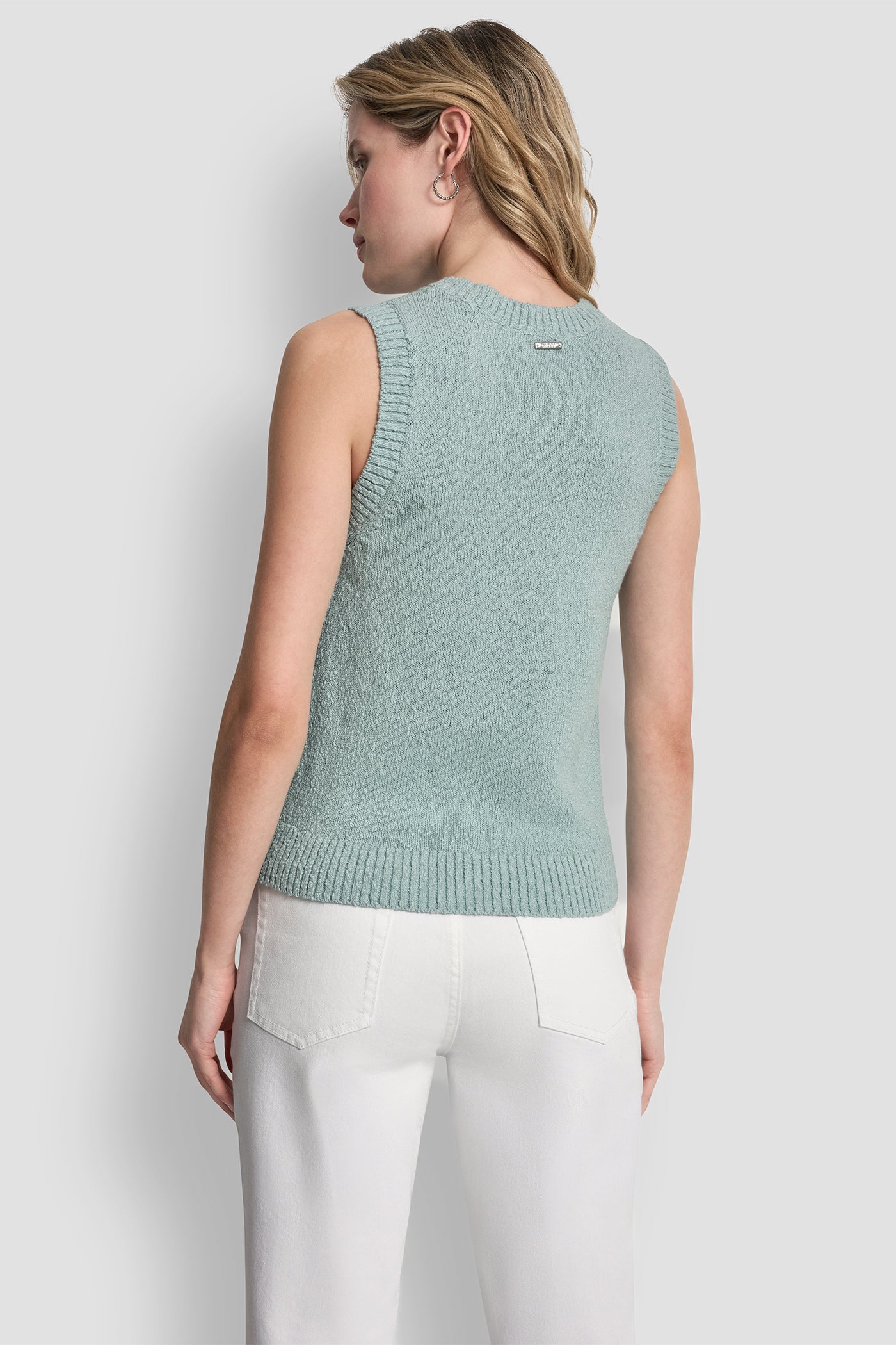 Mineral CREW NECK SLEEVELESS SWEATER, BACK VIEW | The Vacation Edit