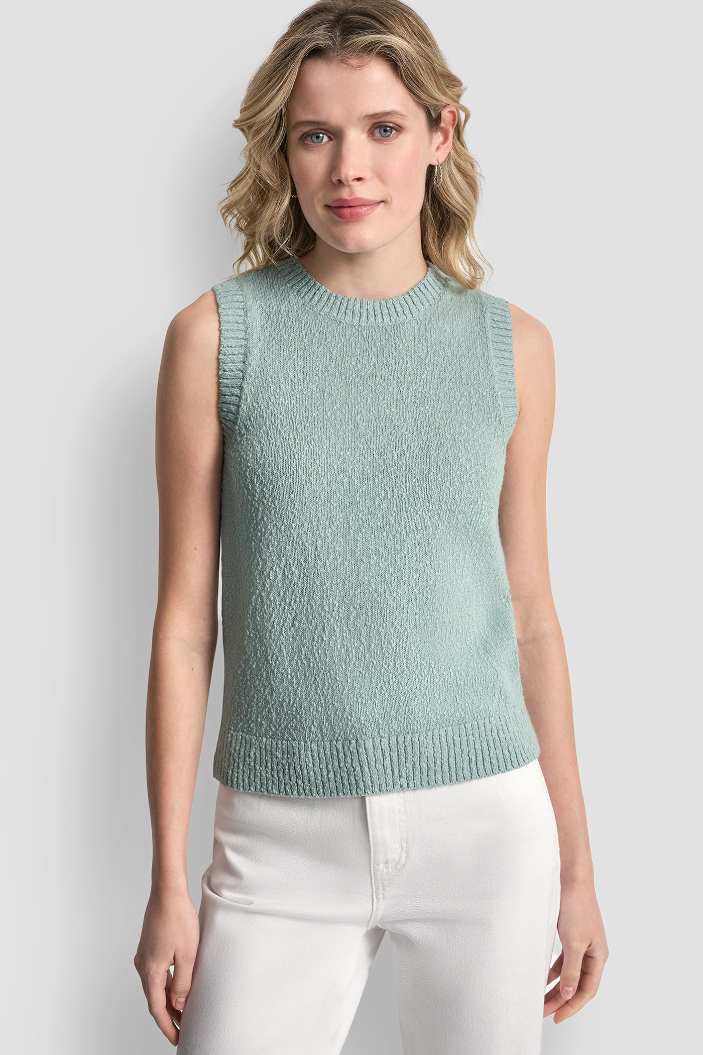 Mineral CREW NECK SLEEVELESS SWEATER, FRONT VIEW | The Vacation Edit