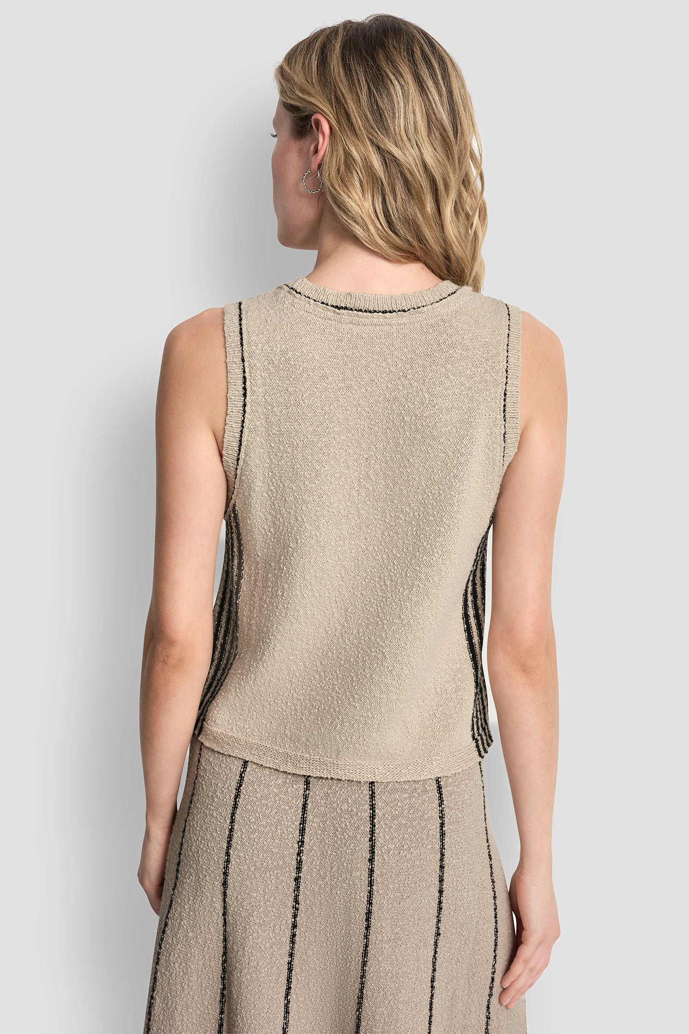 SLEEVELESS SWEATER WITH STRIPED DETAIL VIEW 3 | NEW NEUTRALS