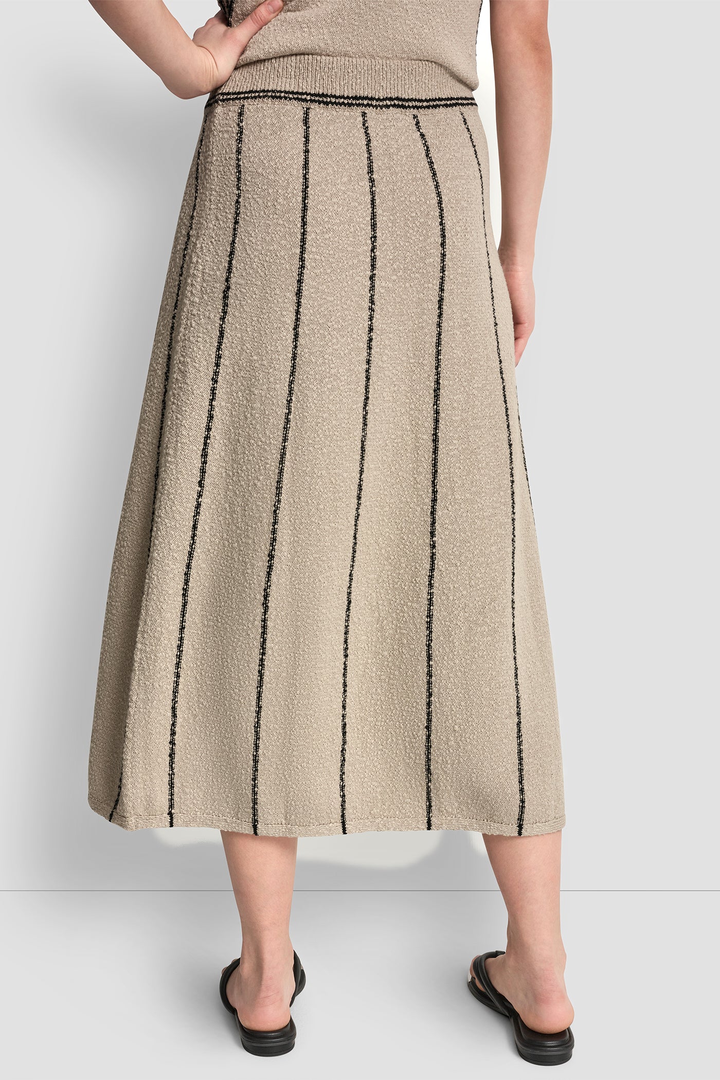 Pebble/Black PULL-ON MAXI SKIRT WITH STRIPE DETAIL, VIEW 2 | NEW NEUTRALS
