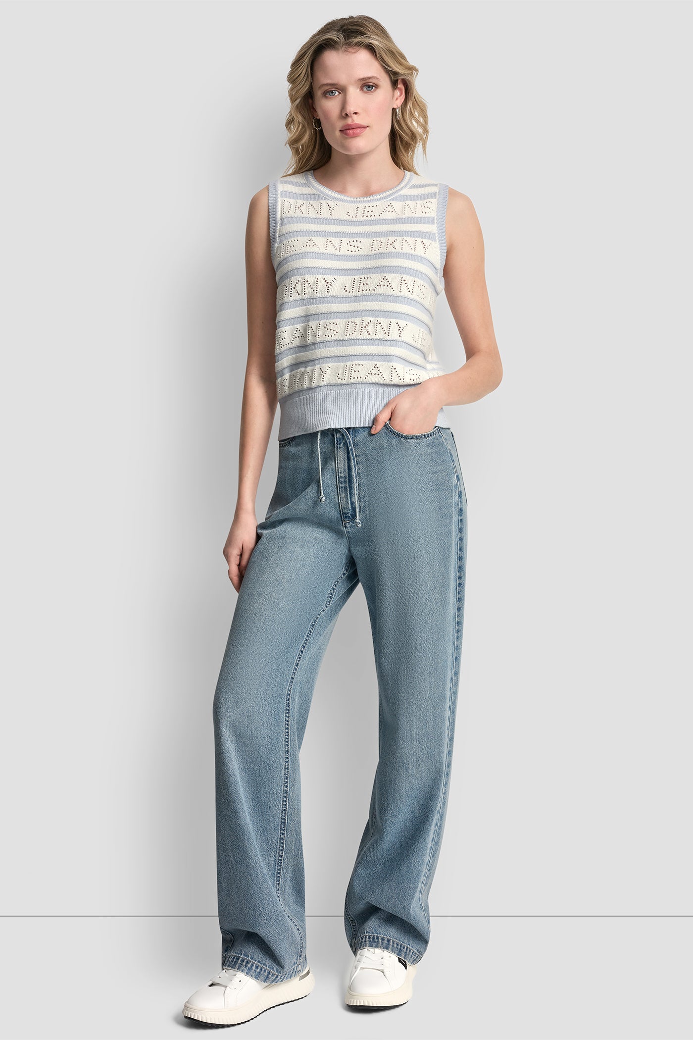 LOGO POINTELLE STRIPED SWEATER VIEW 5 | WOMEN'S SWEATERS & TOPS