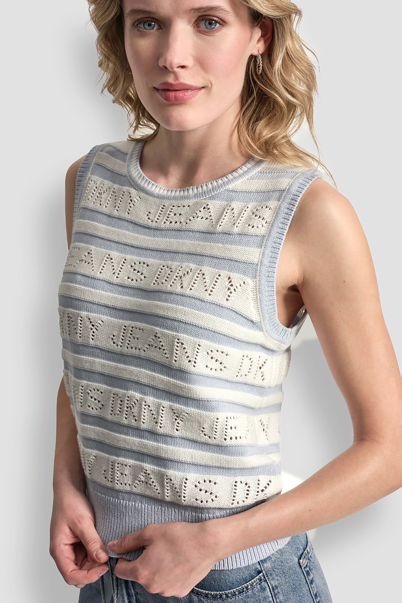 LOGO POINTELLE STRIPED SWEATER VIEW 4 | WOMEN'S SWEATERS & TOPS