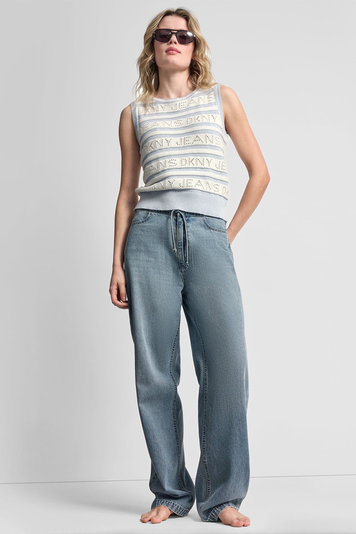 LOGO POINTELLE STRIPED SWEATER VIEW 6 | WOMEN'S SWEATERS & TOPS