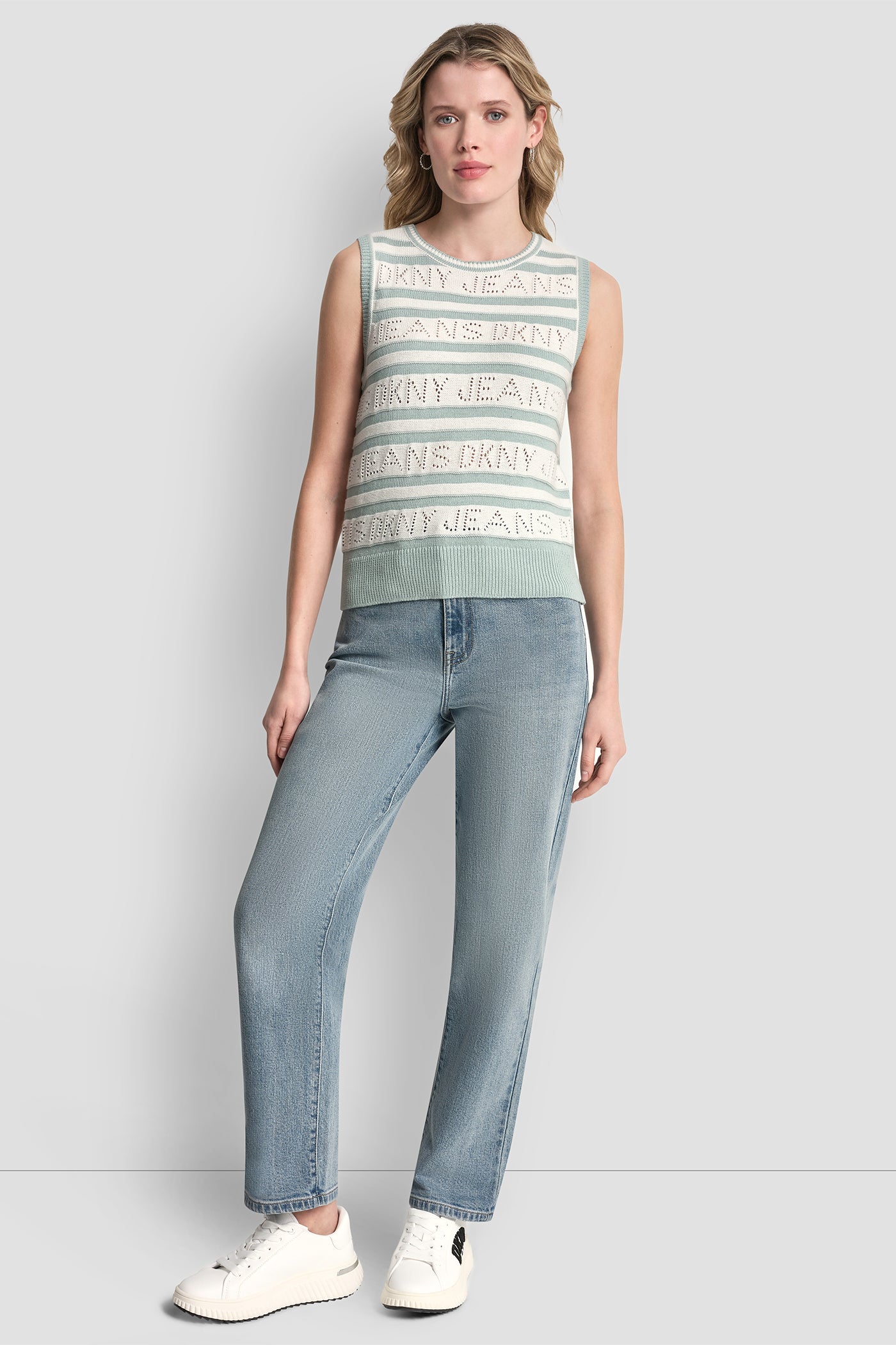 LOGO POINTELLE STRIPED SWEATER VIEW 5 | WOMEN'S SWEATERS & TOPS