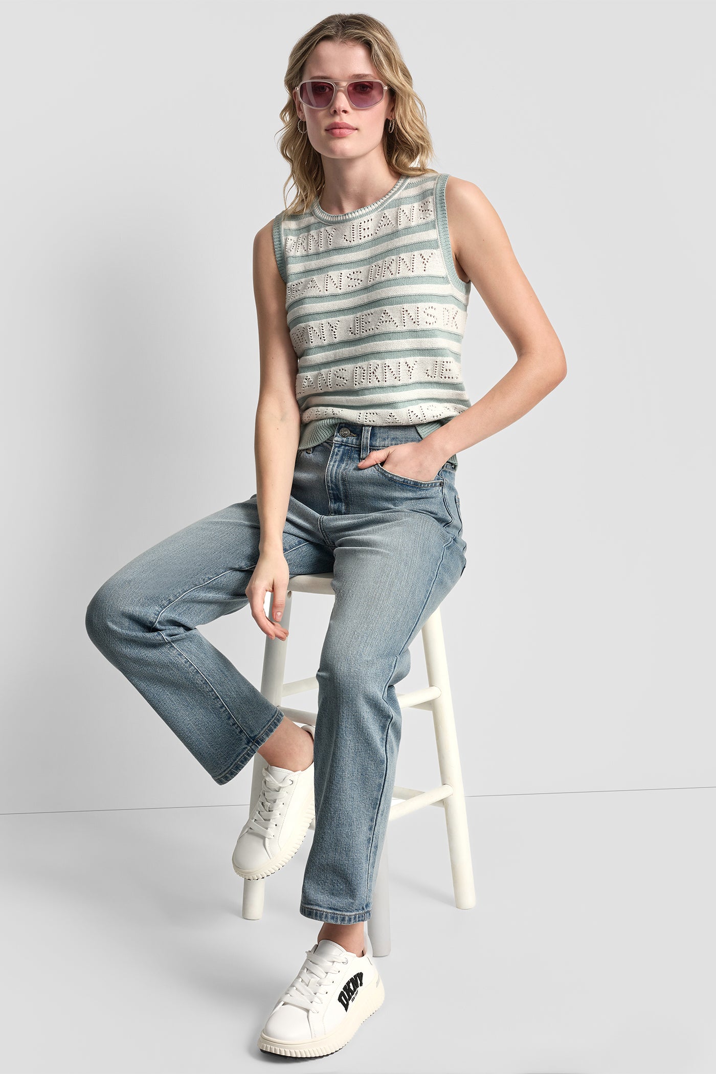 LOGO POINTELLE STRIPED SWEATER VIEW 8 | WOMEN'S SWEATERS & TOPS