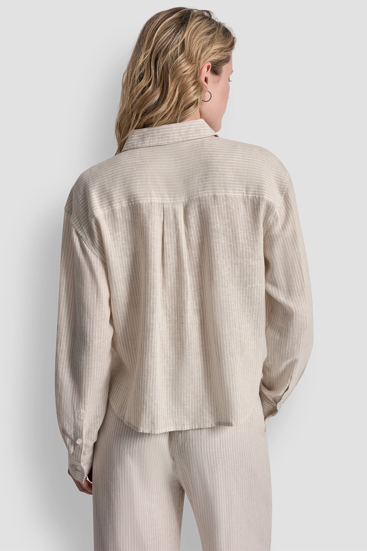 Lex Pebble LINEN-BLEND BUTTON FRONT SHIRT, BACK VIEW | New Arrivals