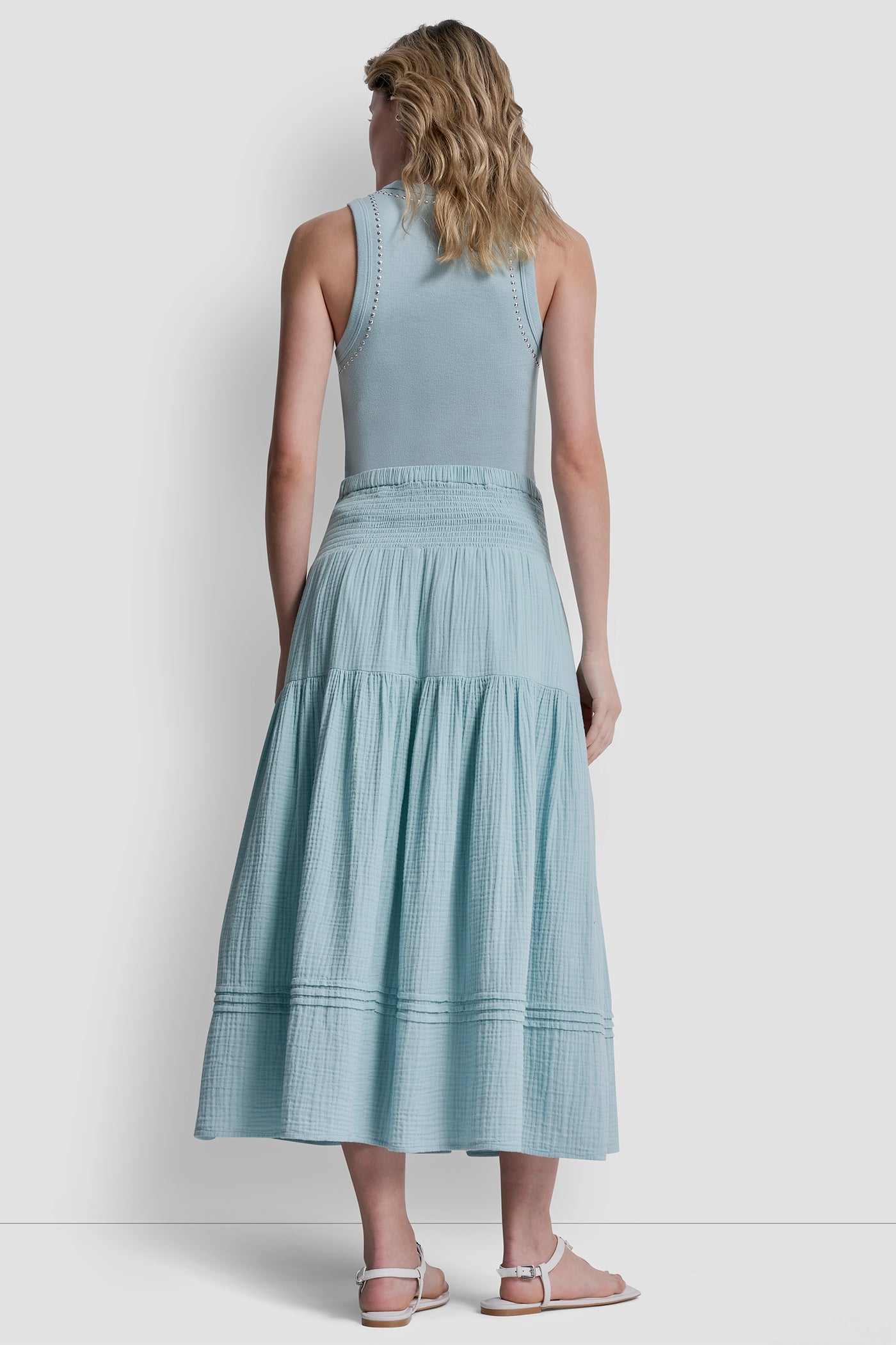 Mineral SMOCKED WAIST MAXI TIERED SKIRT, VIEW 2 | Clothing
