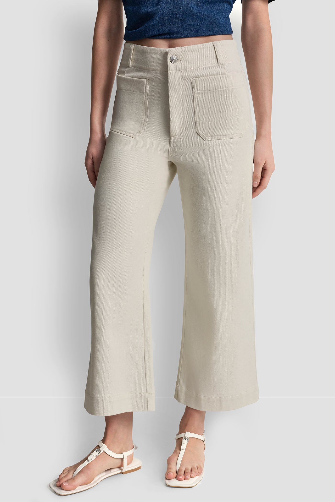 Eggnog HIGH-RISE CROPPED WIDE LEG PANTS, FRONT VIEW | NEW NEUTRALS