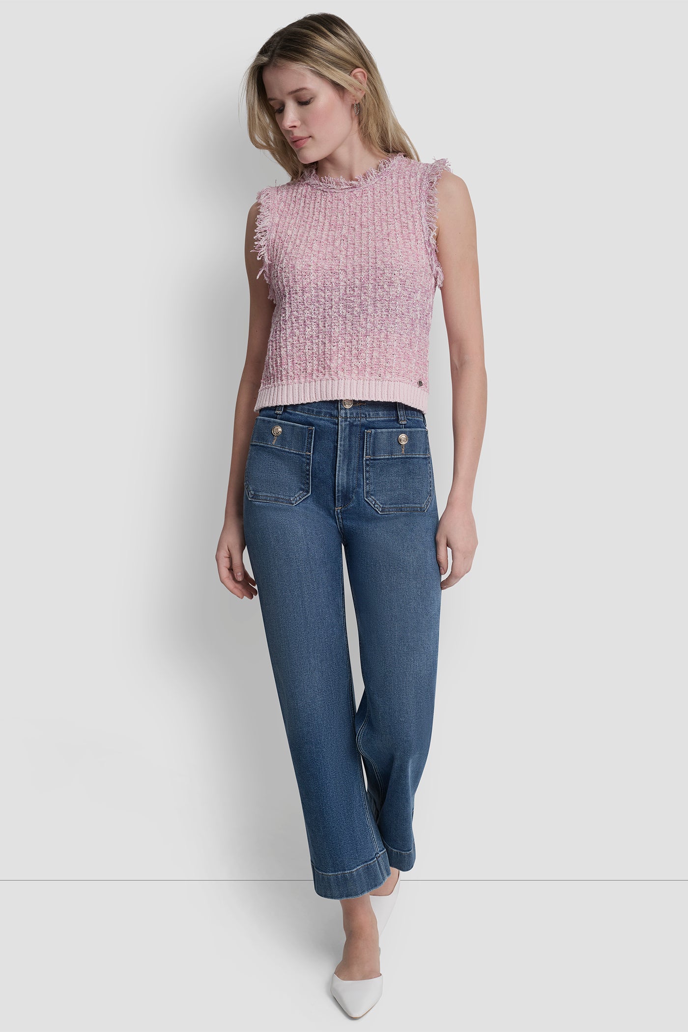 TWEED FRINGE SWEATER WITH LOGO CHARM VIEW 5 | New Arrivals