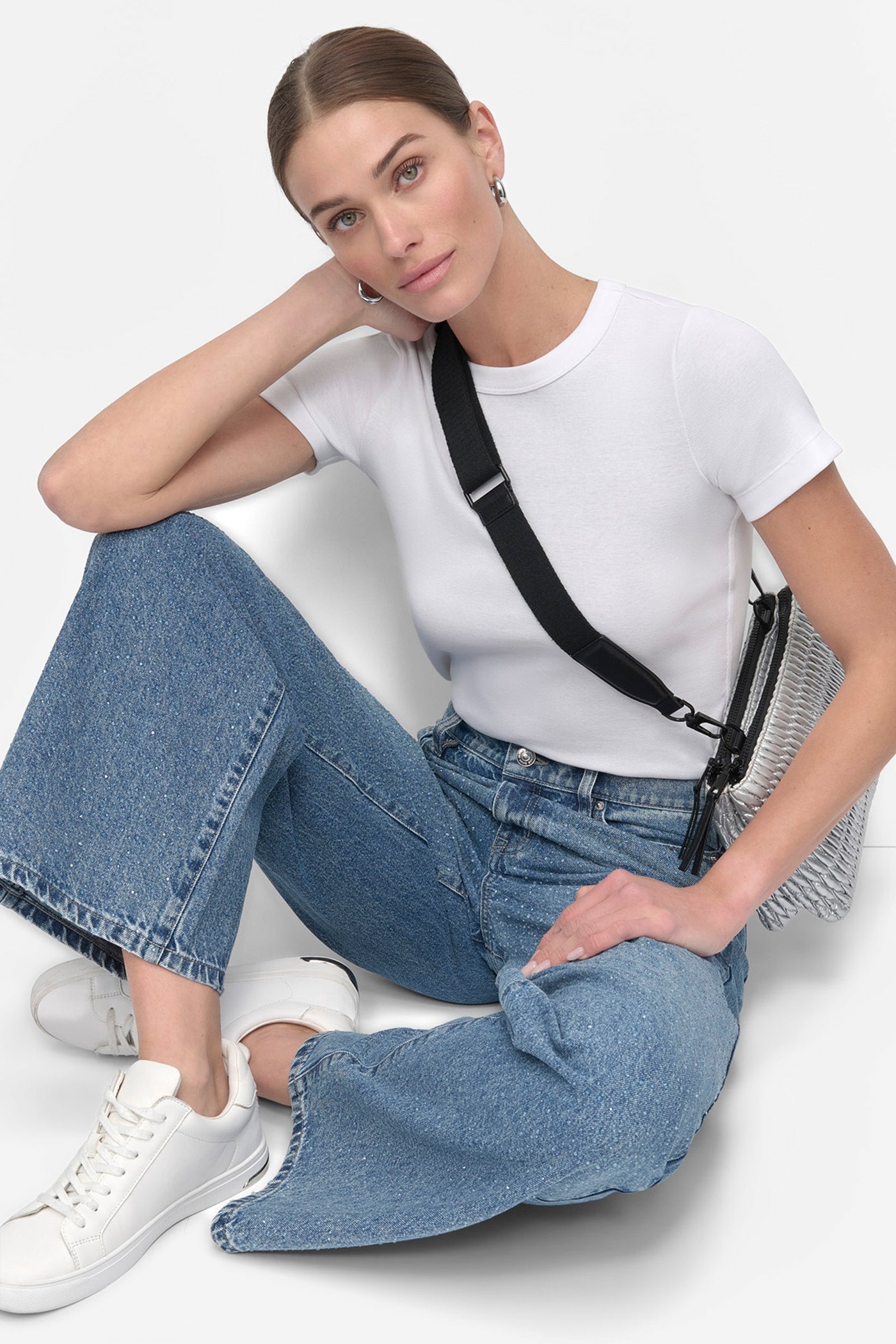 HIGH Rise Length WIDE LEG WITH RHINESTONE EMBELLISHMENT VIEW 6 | Pants & Denim