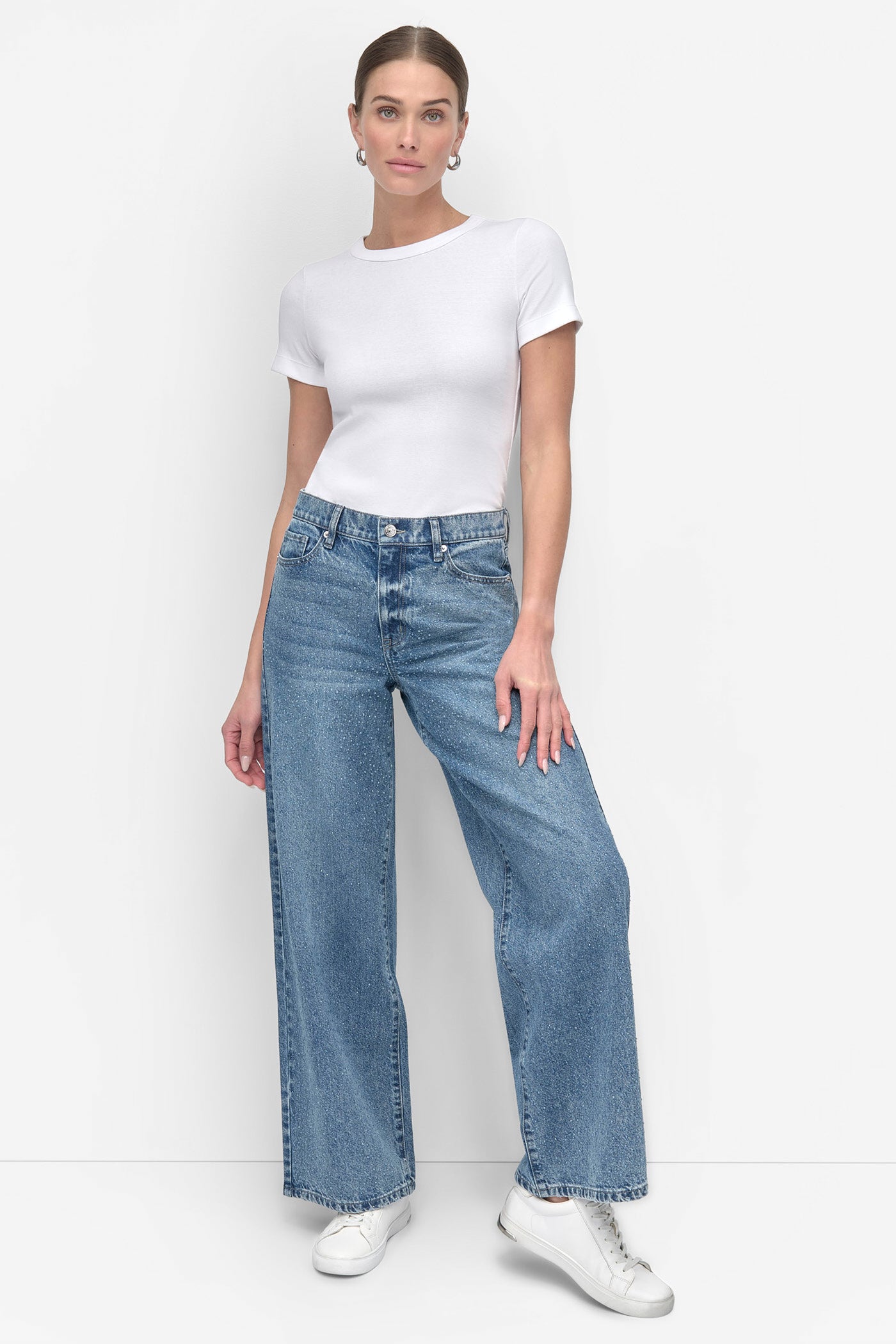 HIGH Rise Length WIDE LEG WITH RHINESTONE EMBELLISHMENT VIEW 7 | Pants & Denim