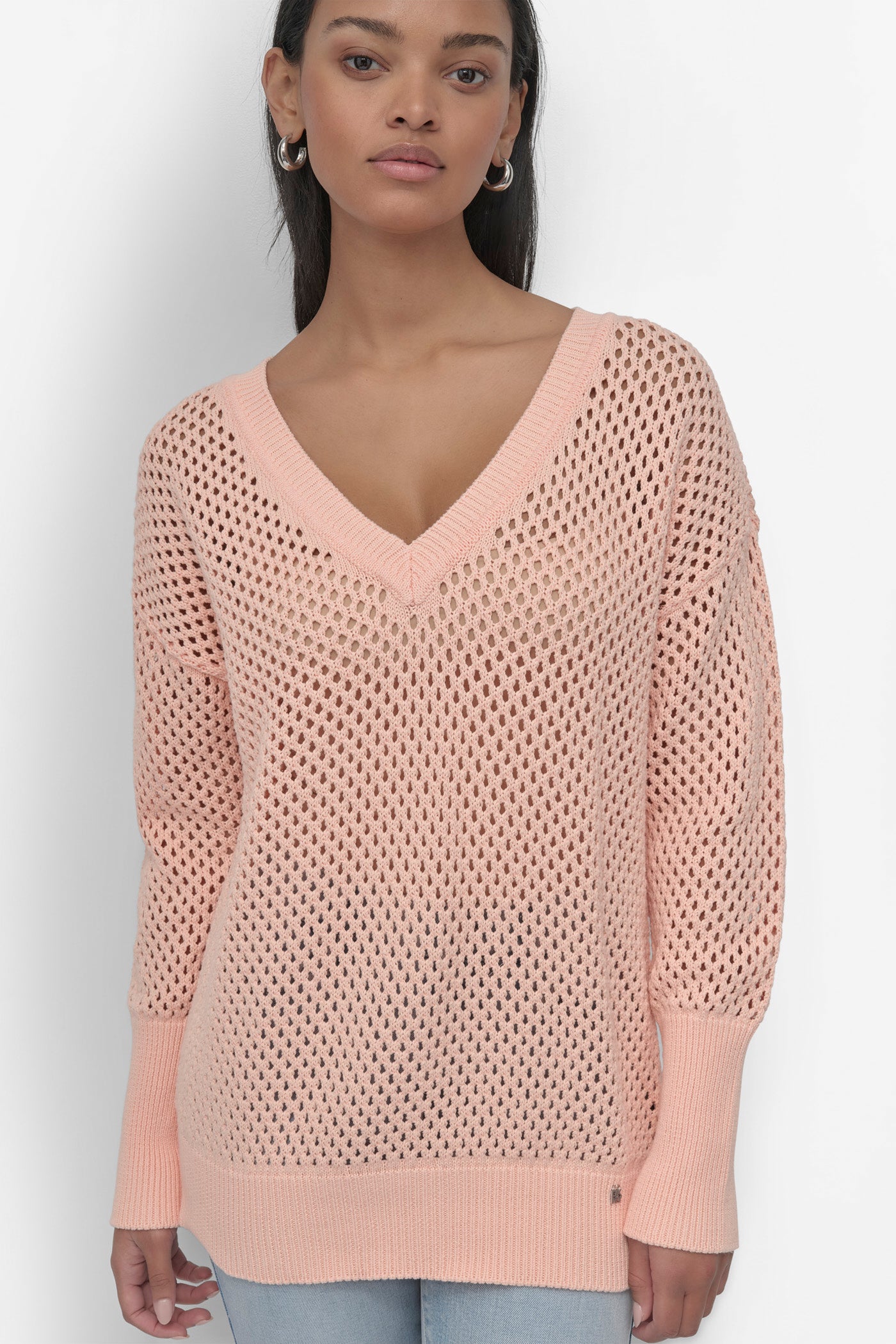 3/4 WIDE SLEEVE CREW NECKOPEN POINTELLE STITCH VIEW 5 | WOMEN'S SWEATERS & TOPS