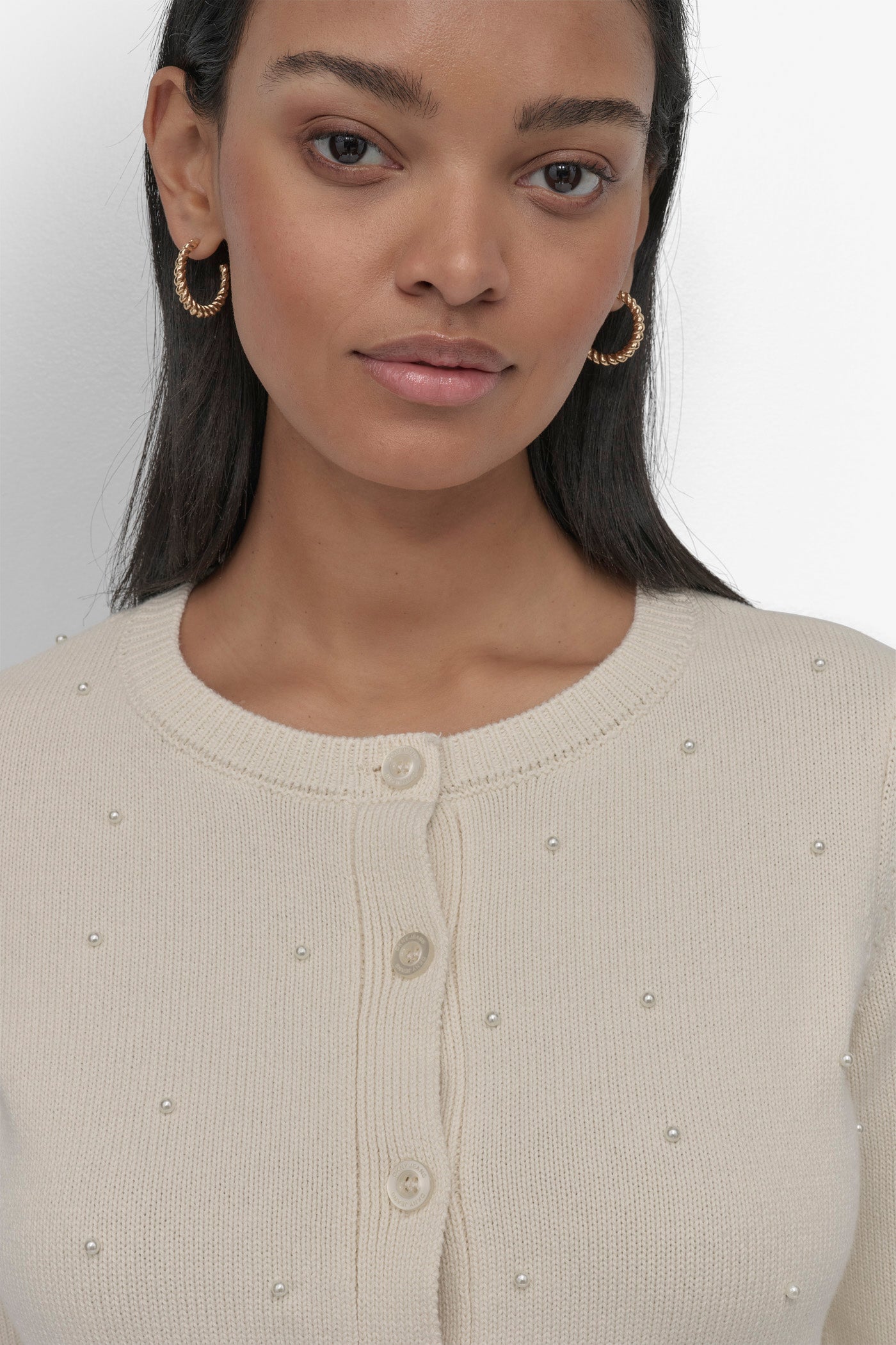 Long Sleeve Crew Neck Cardigan | DKNY