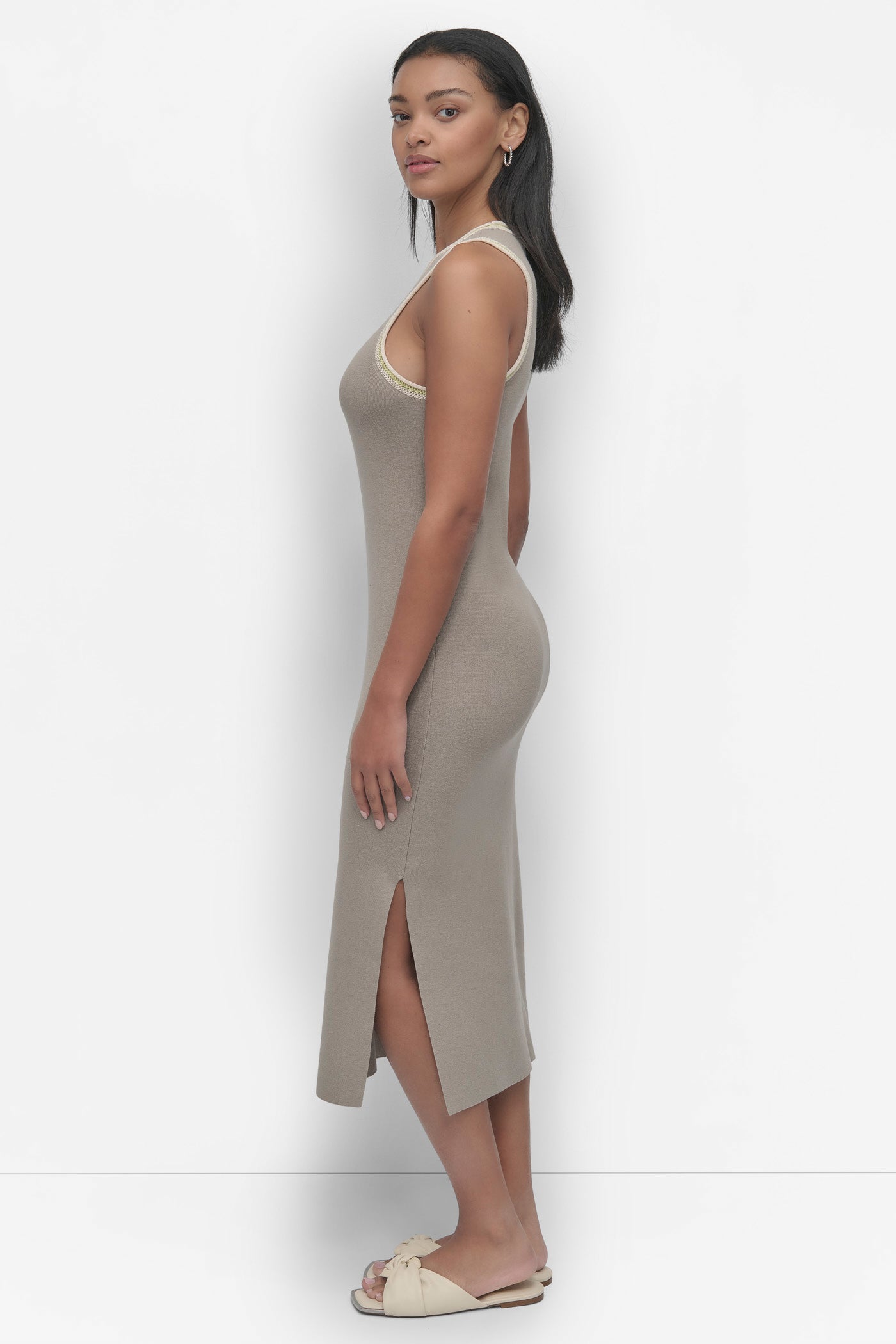 COLOR BLOCK TRIM RACER FRONT MIDI DRESS VIEW 3
