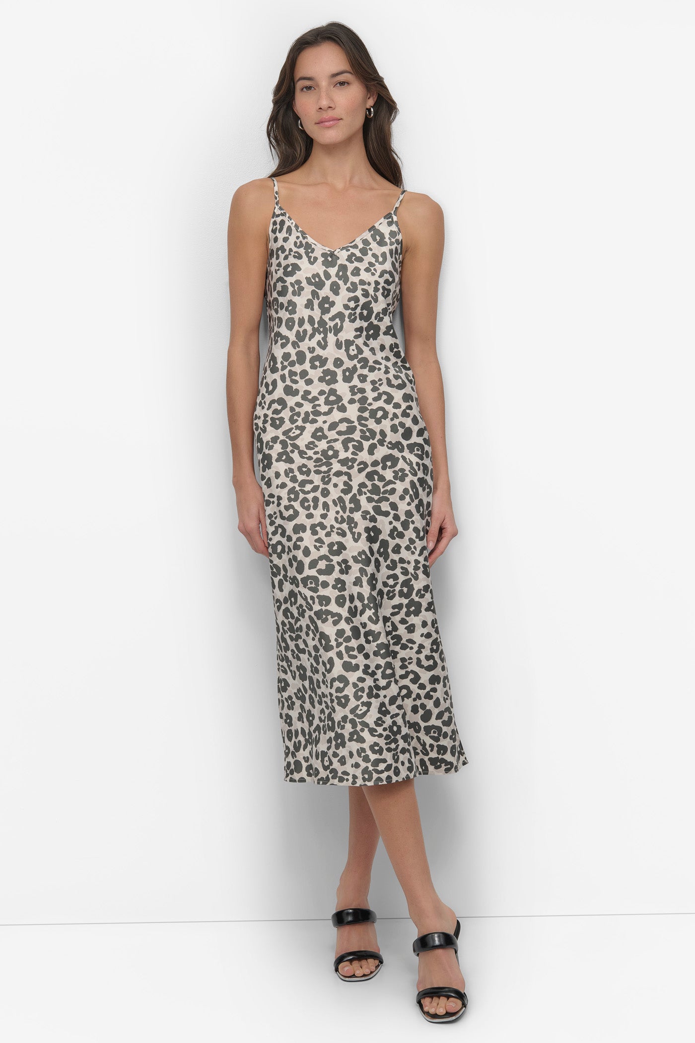 PROWL LIGHT CITY KHAKI HIGH-SPLIT MIDI SLIP DRESS, FRONT VIEW | Dresses Under $100
