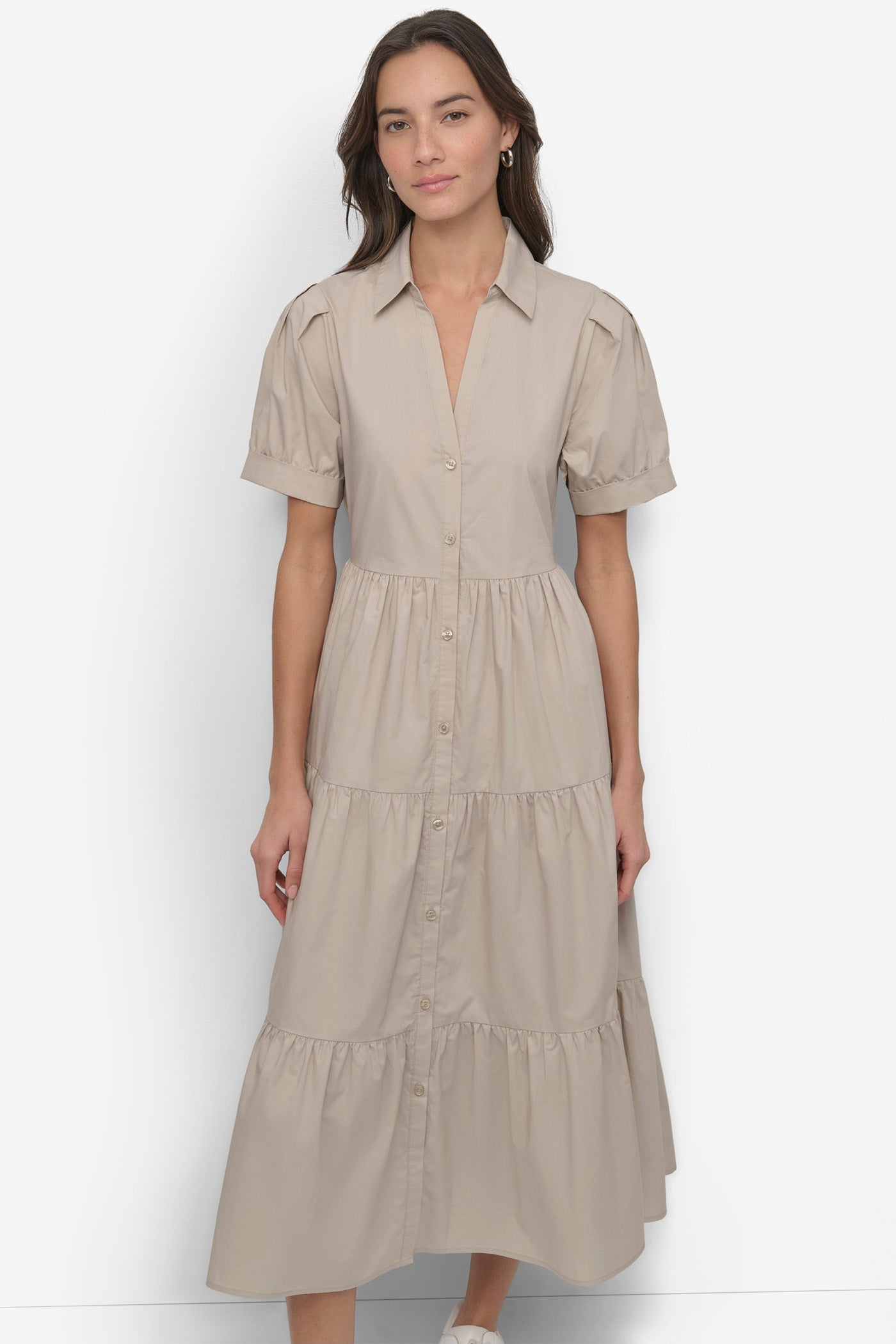 TIERED MIDI SHIRT DRESS VIEW 4 | SALE DRESSES