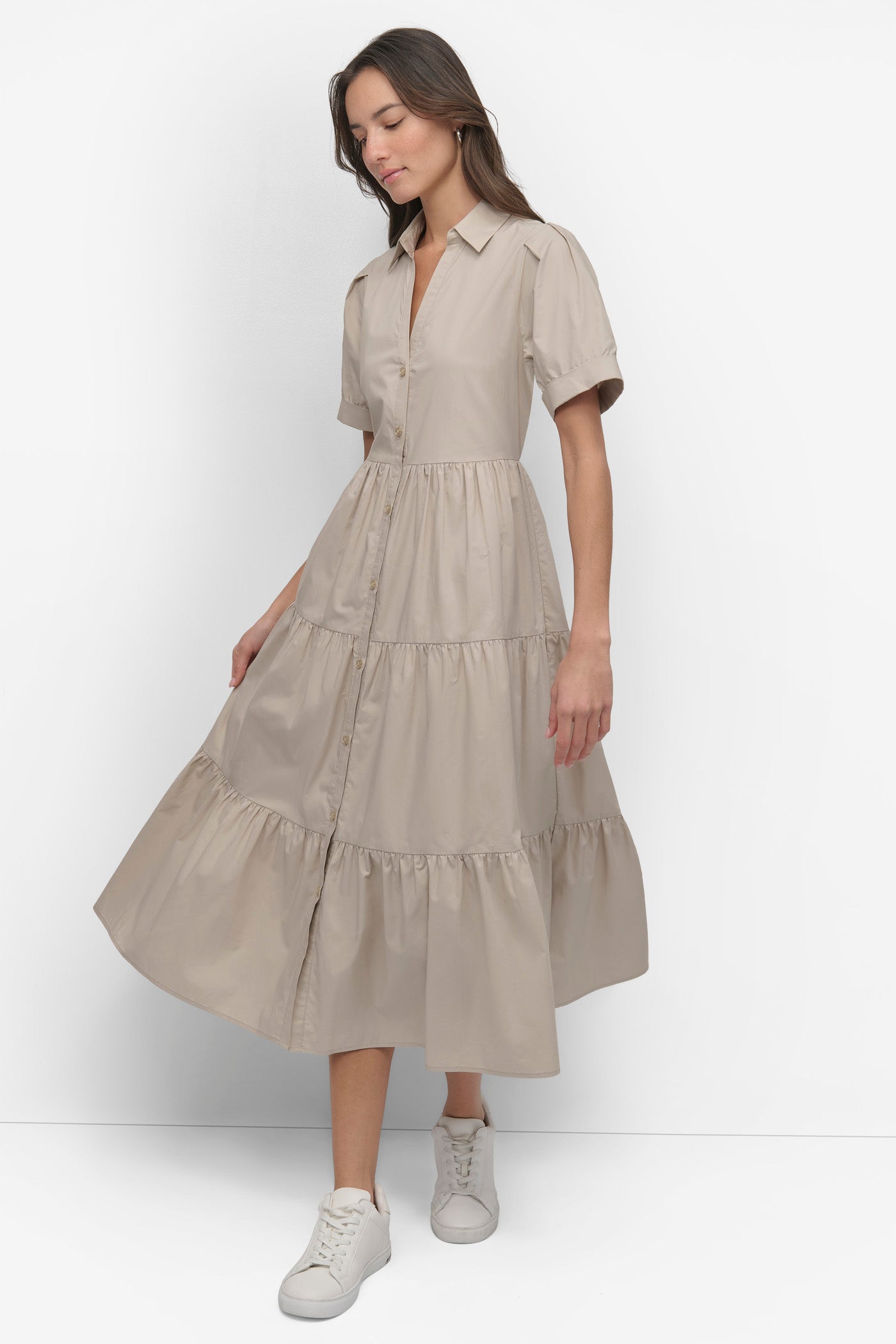 TIERED MIDI SHIRT DRESS VIEW 6 | SALE DRESSES