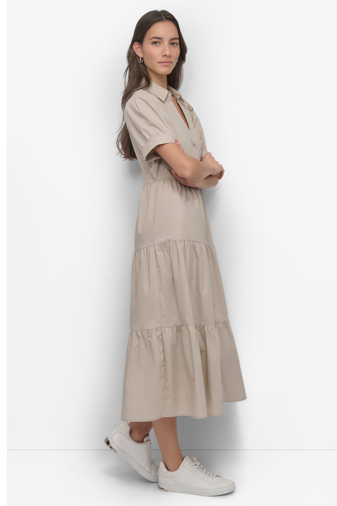 TIERED MIDI SHIRT DRESS VIEW 3 | SALE DRESSES