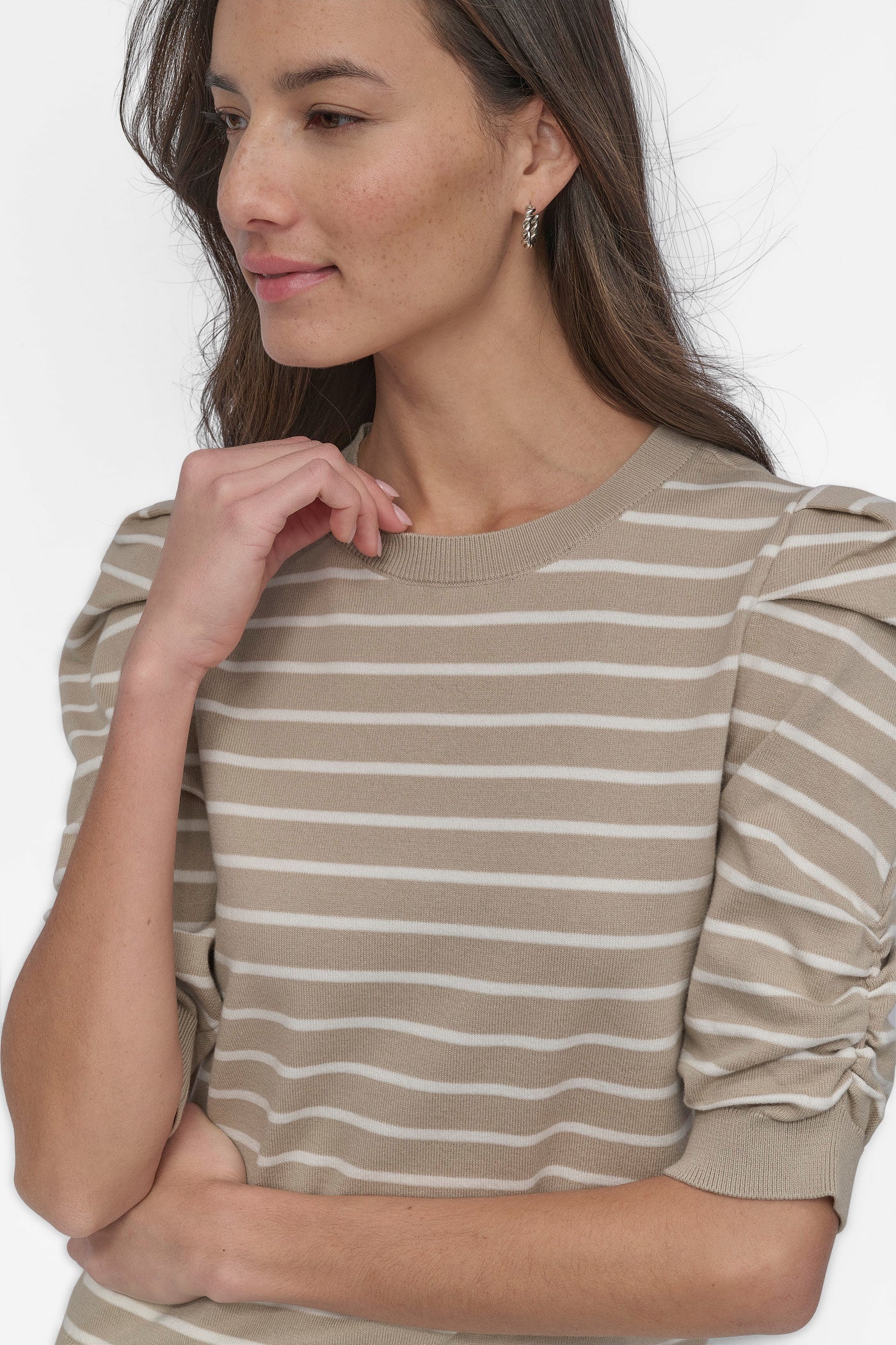 CREW NECK STRIPE TOP WITH PUFF VIEW 4 | Under $50