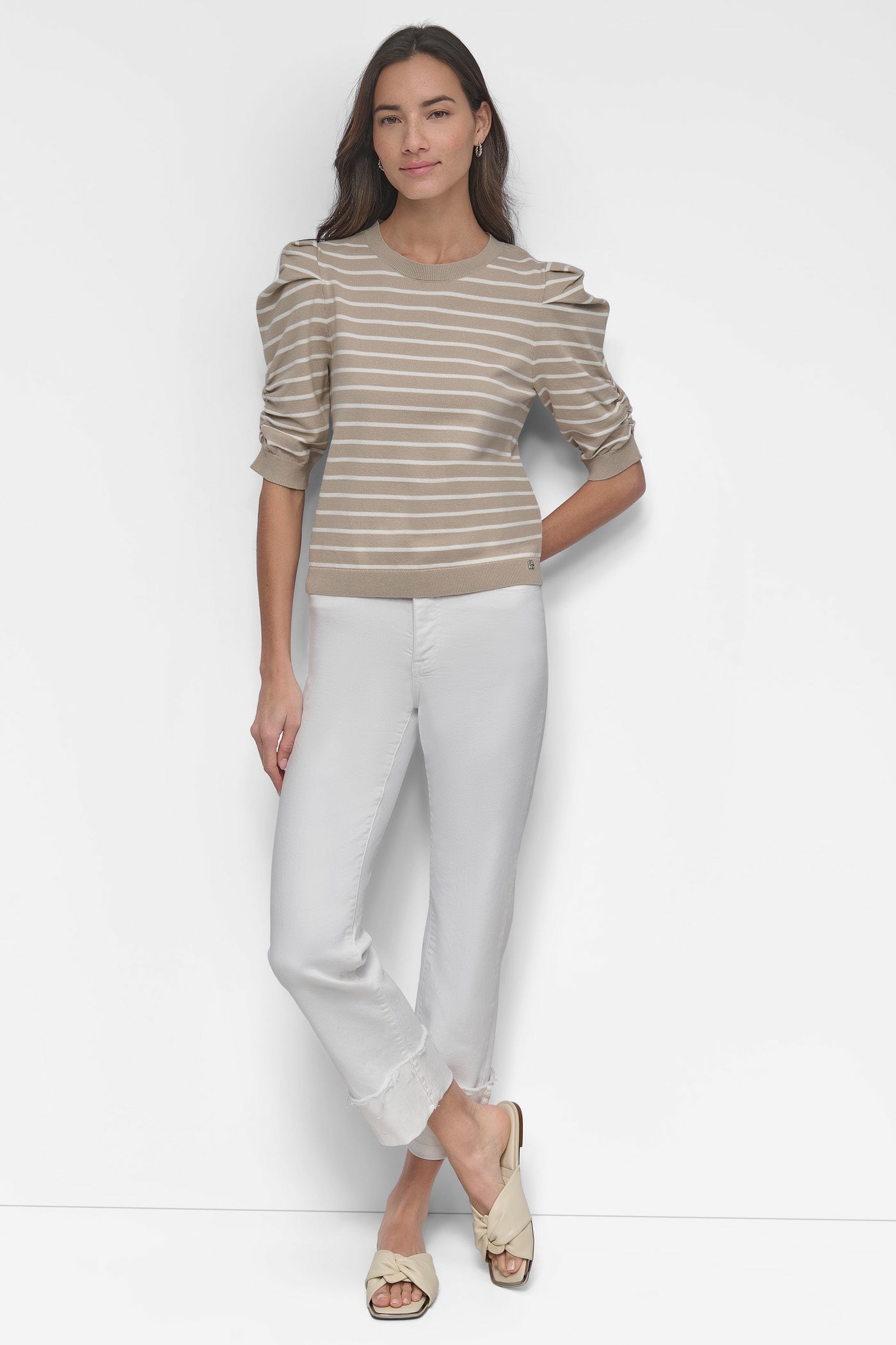 CREW NECK STRIPE TOP WITH PUFF VIEW 6 | Under $50