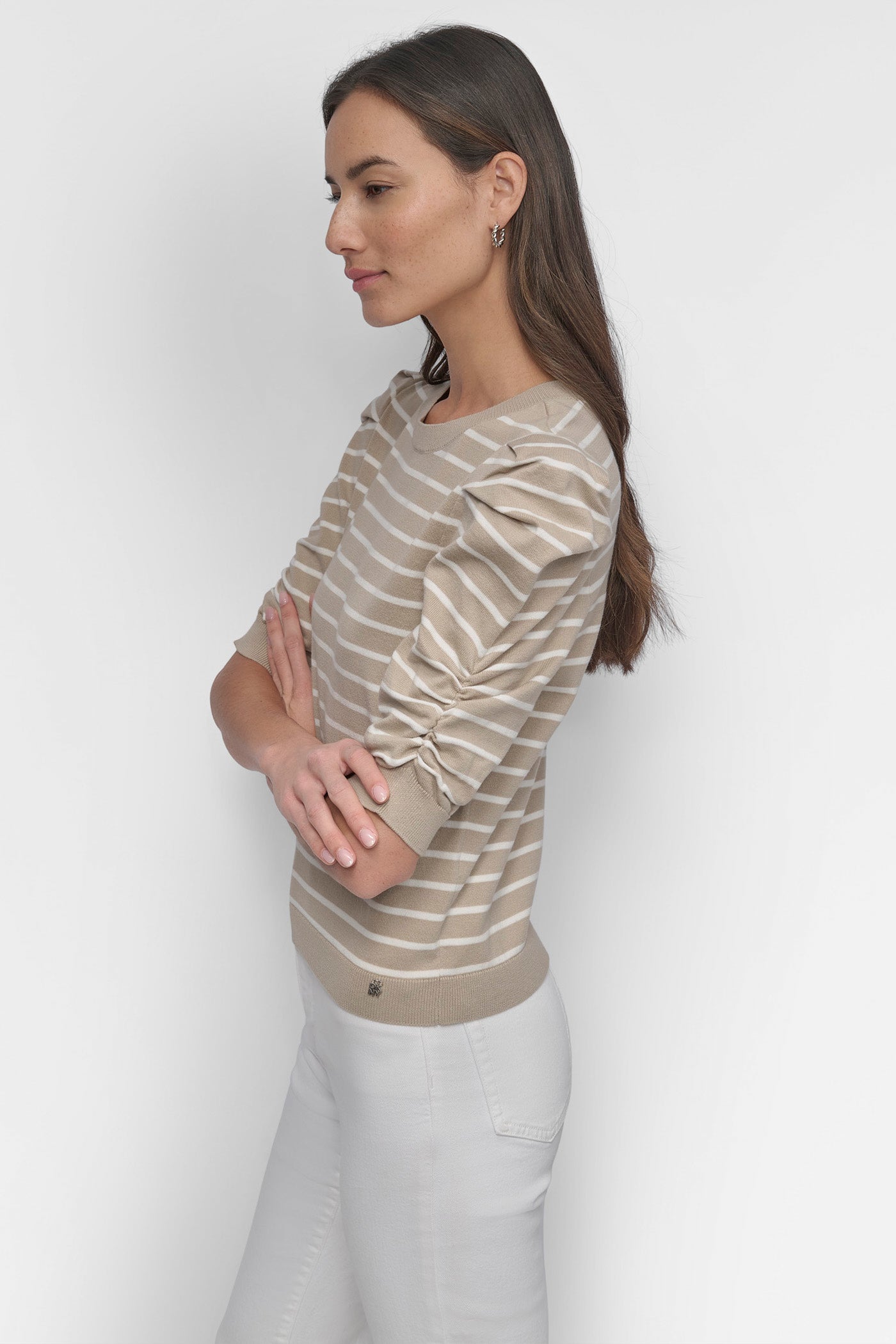 CREW NECK STRIPE TOP WITH PUFF VIEW 3 | Under $50