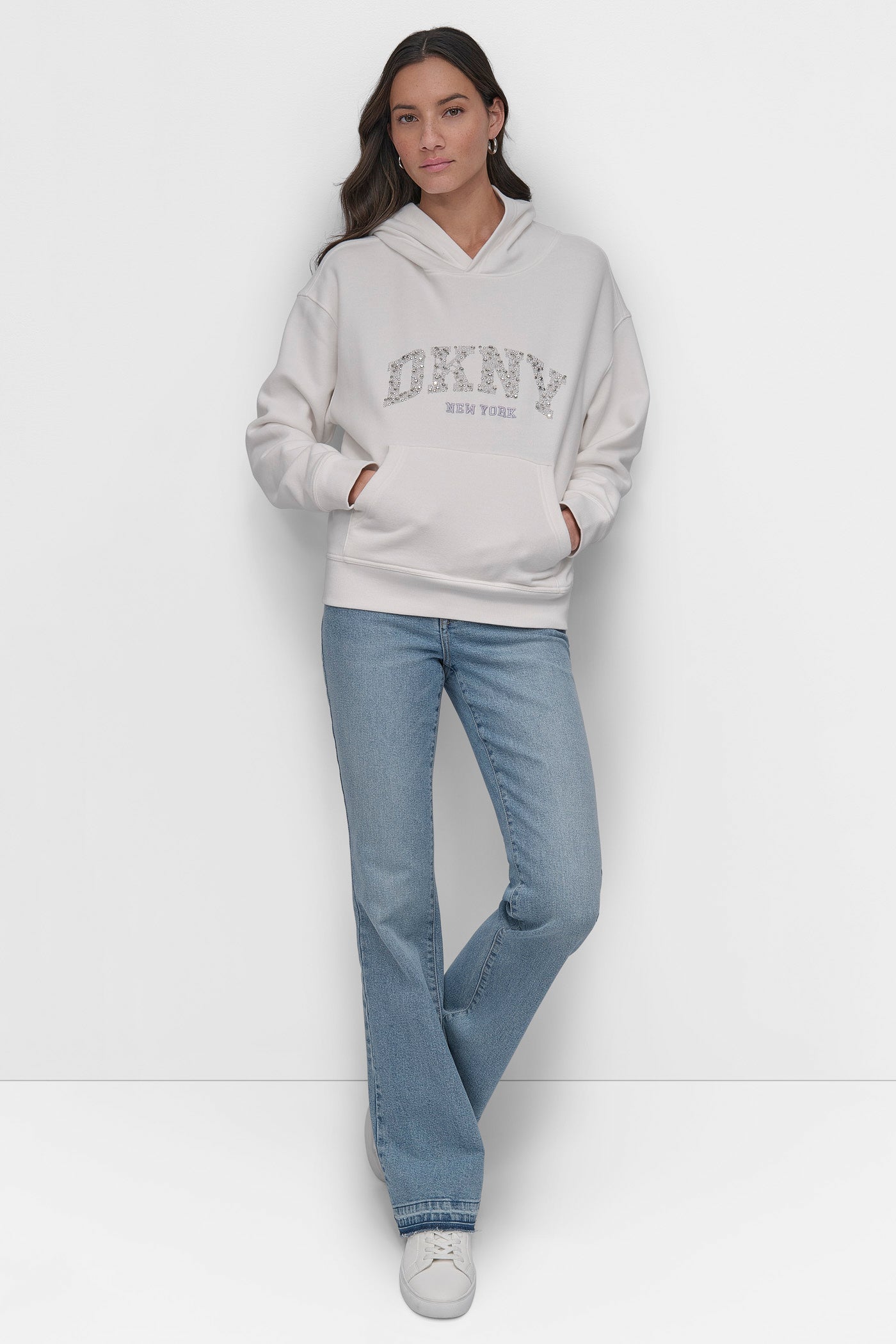 DKNY ARCHED DOME STUD SWEATSHIRT VIEW 3 | SALE TOPS AND SWEATERS