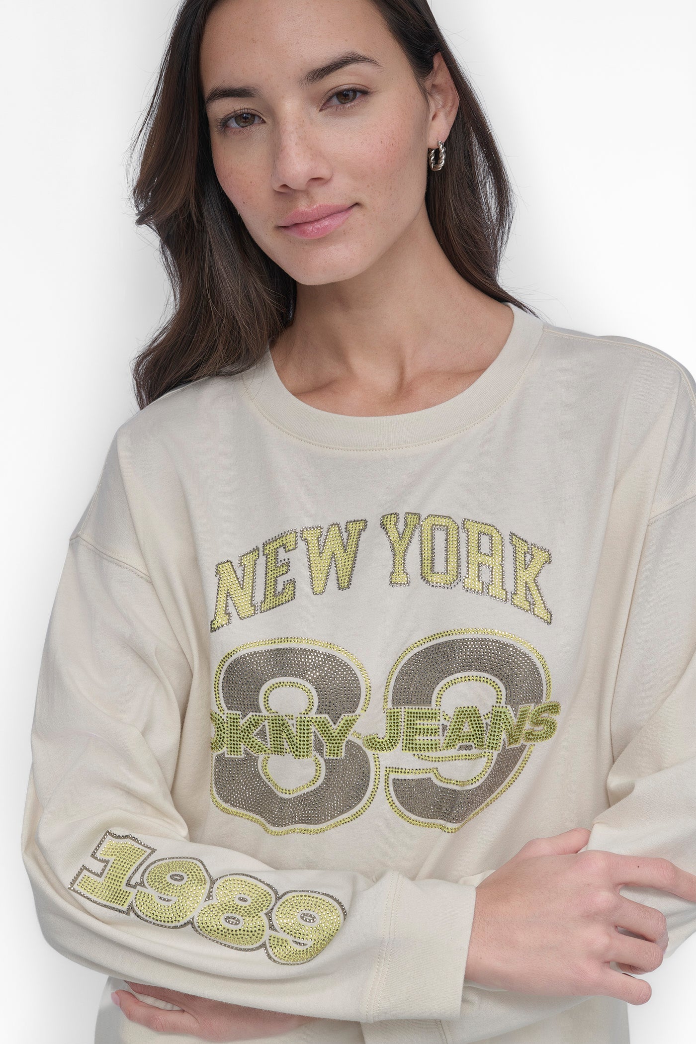 89 MULTI COLOR RHINESTONE LOGO LONG SLEEVE TEE VIEW 5