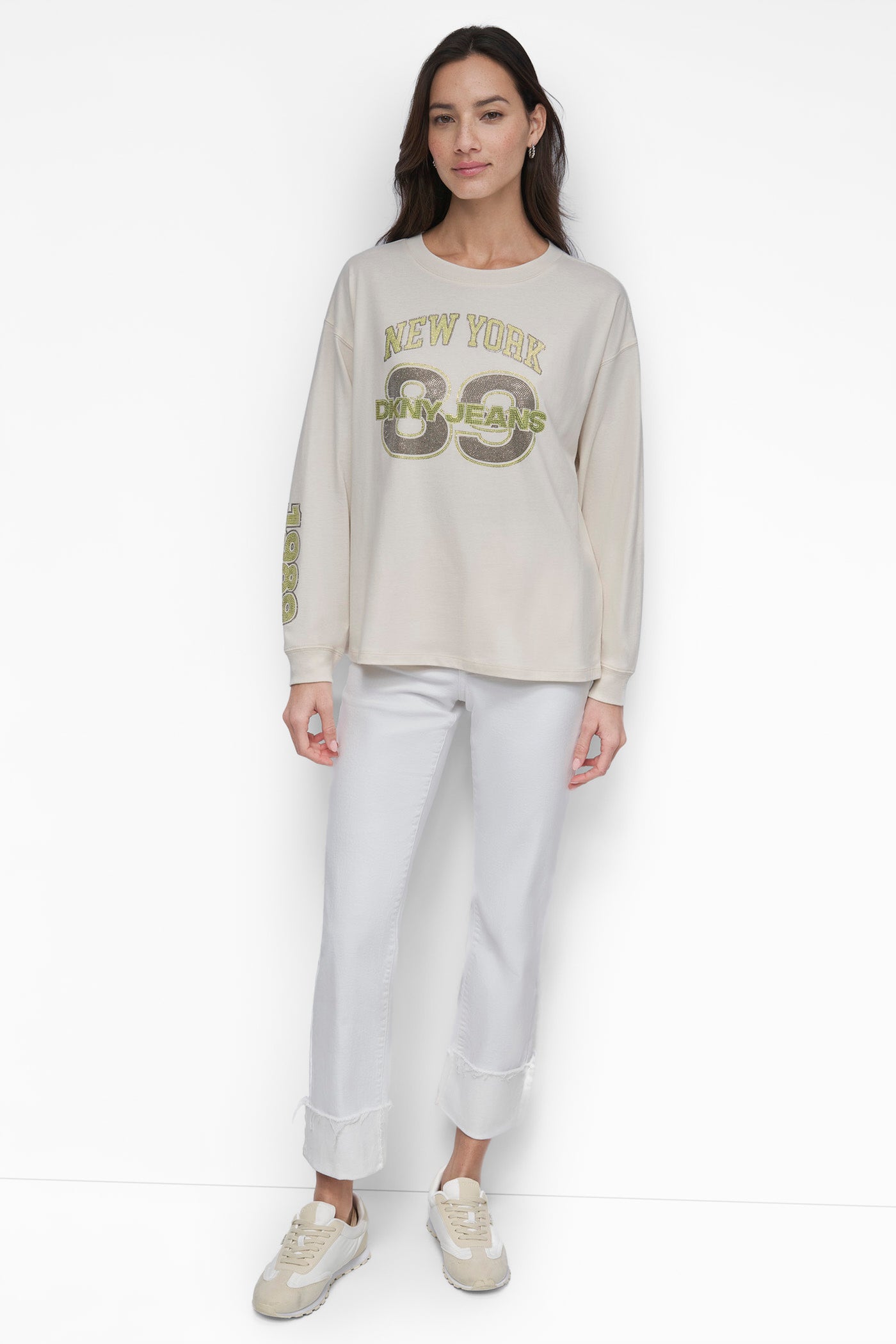 89 MULTI COLOR RHINESTONE LOGO LONG SLEEVE TEE VIEW 4