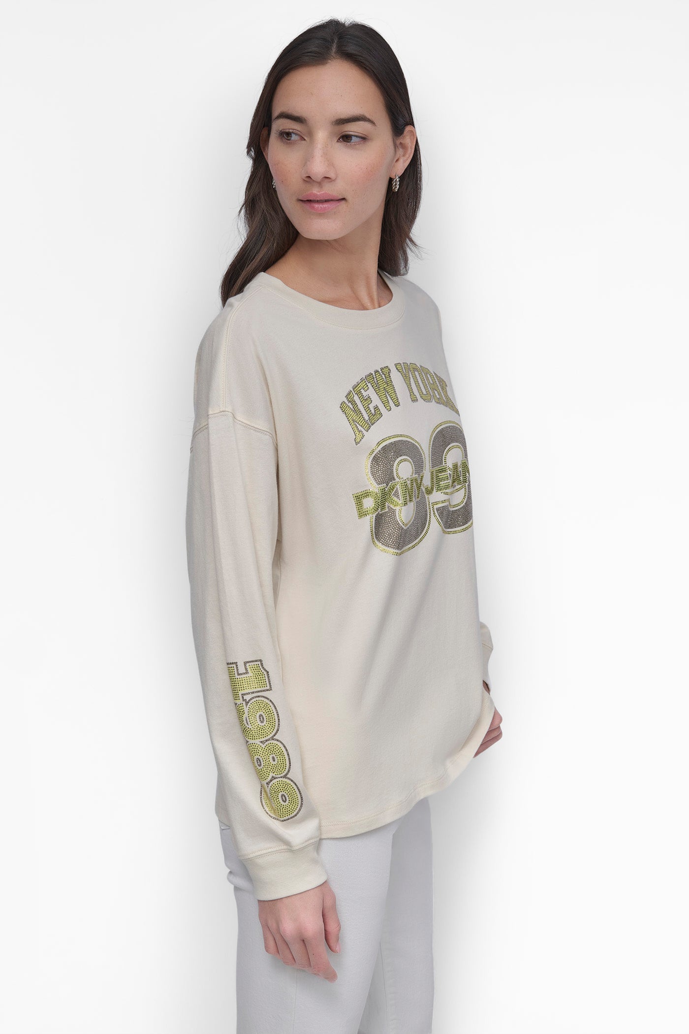 89 MULTI COLOR RHINESTONE LOGO LONG SLEEVE TEE VIEW 3