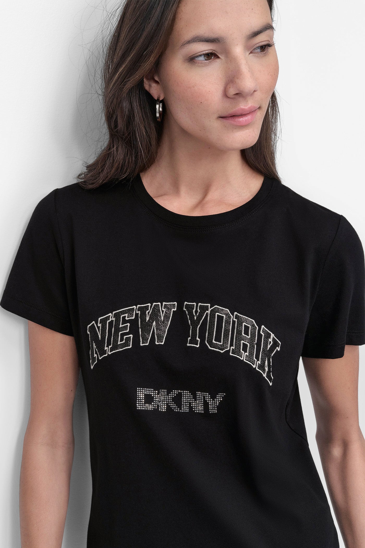 DKNY RHINESTONE STUD LOGO TEE VIEW 4 | Tees & Tanks