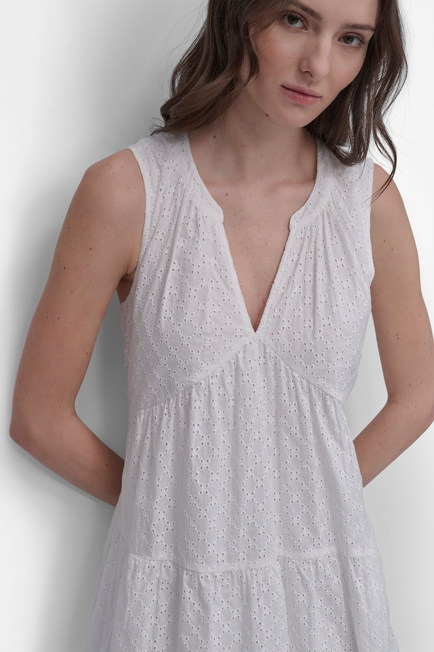 SLEEVELESS EYELET TIERED DRESS VIEW 4 | SALE DRESSES