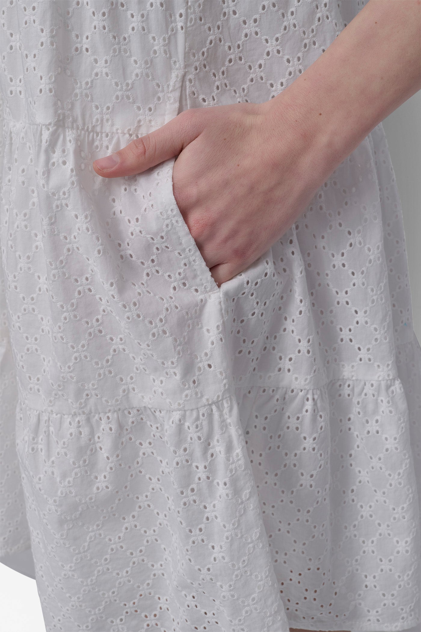 SLEEVELESS EYELET TIERED DRESS VIEW 6 | SALE DRESSES