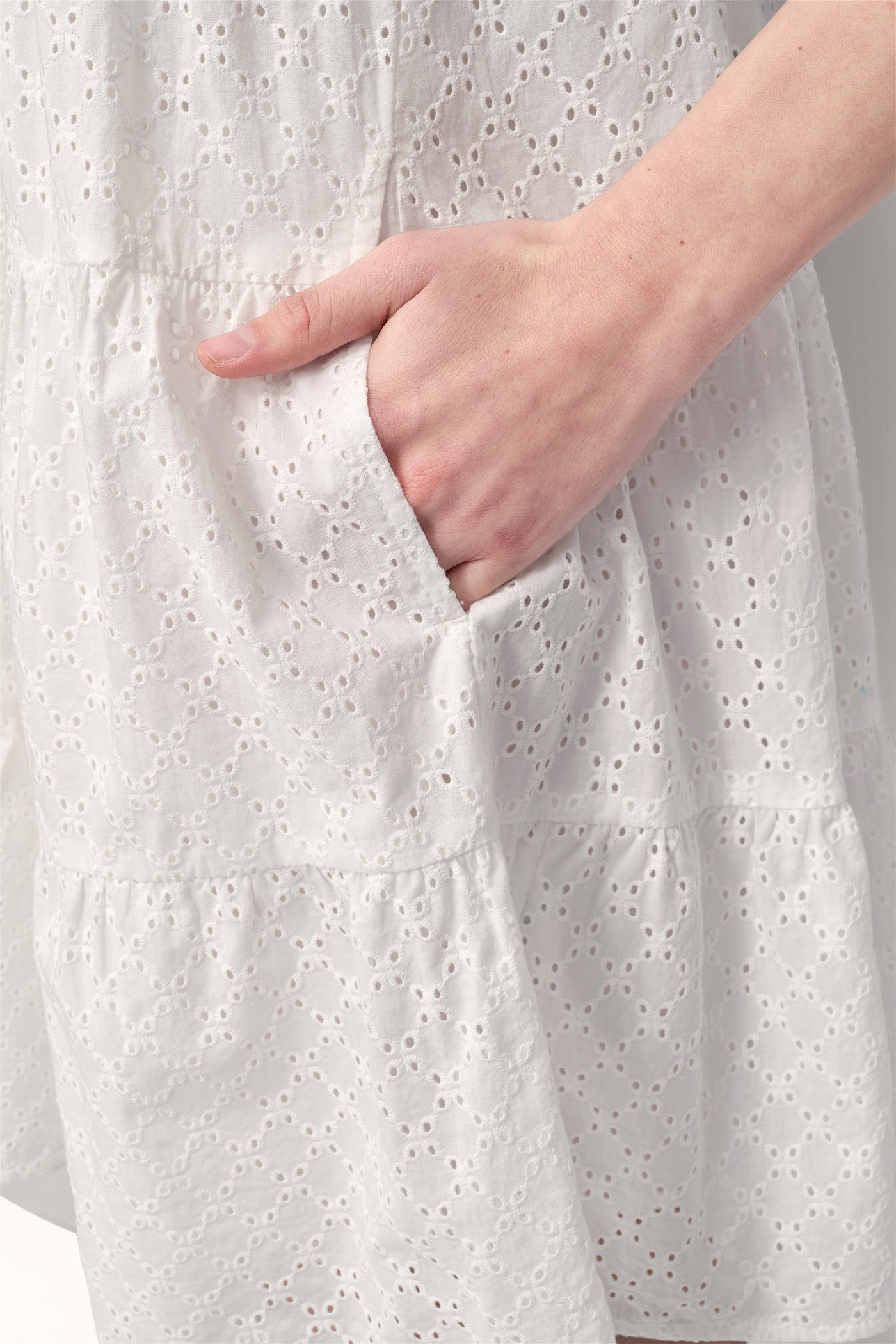 SLEEVELESS EYELET TIERED DRESS VIEW 5 | SELECT STYLES
